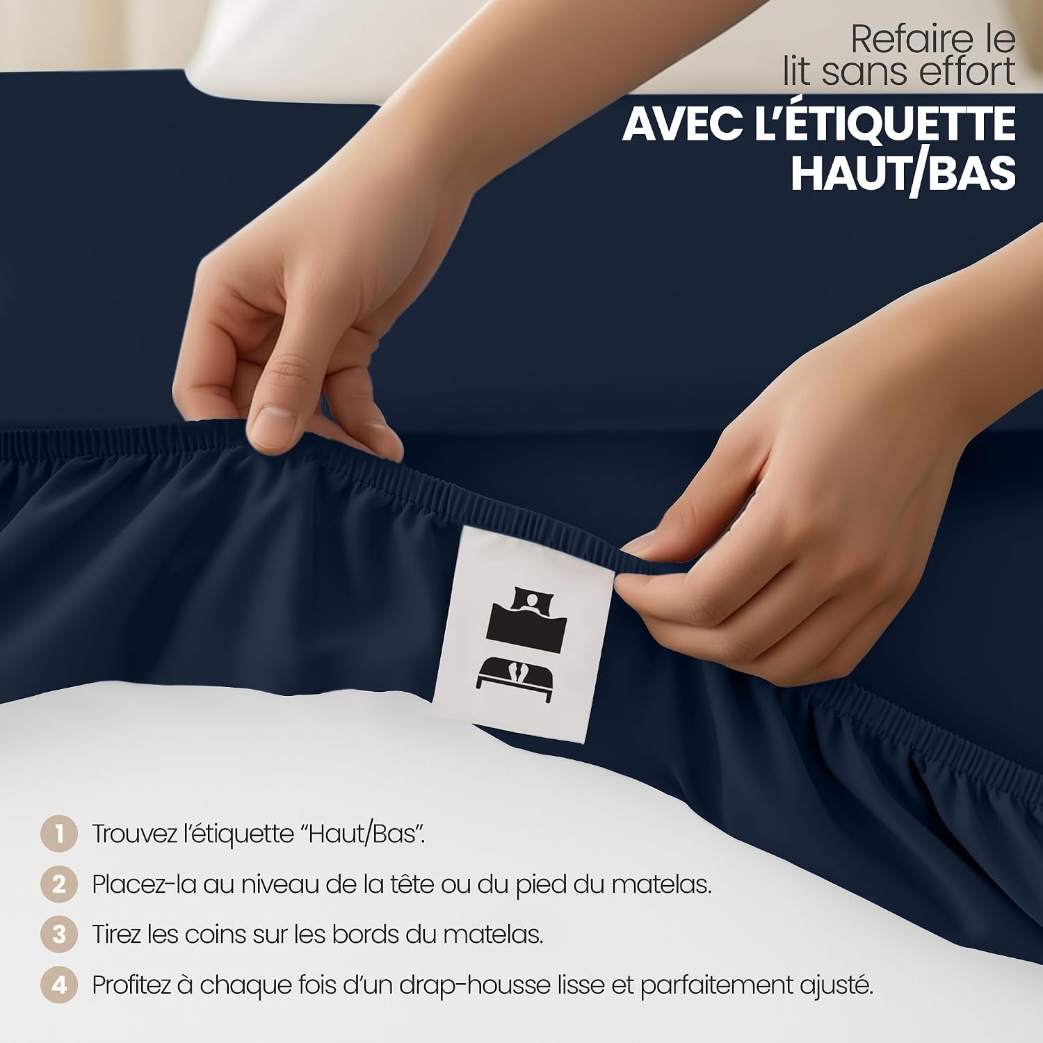 Thumbnail 5 de Utopia Bedding 180 x 200 cm Drap Housse Bleu Marine