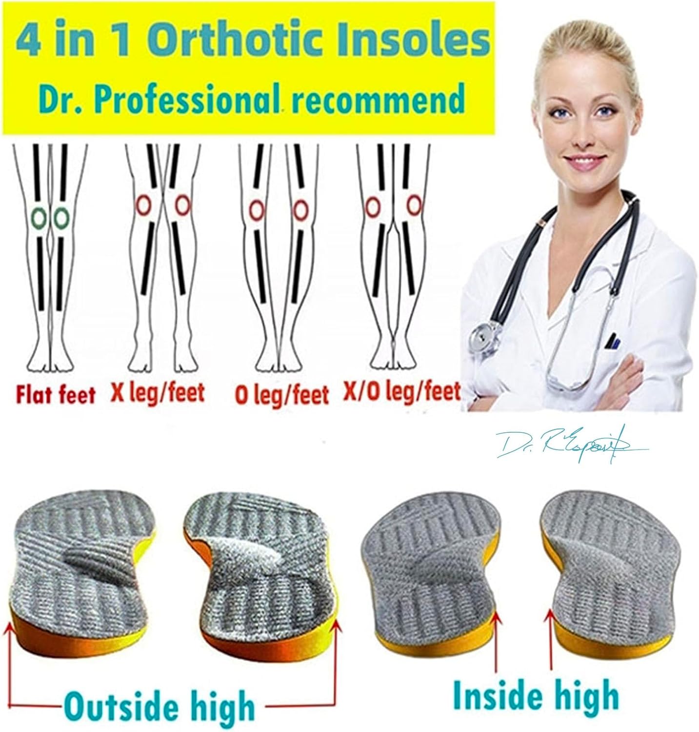 Detalle 2 de Goofort 4 in 1 Posture Correcting Gel Insoles for Overpronation, Flat Feet & Valgus/Varus