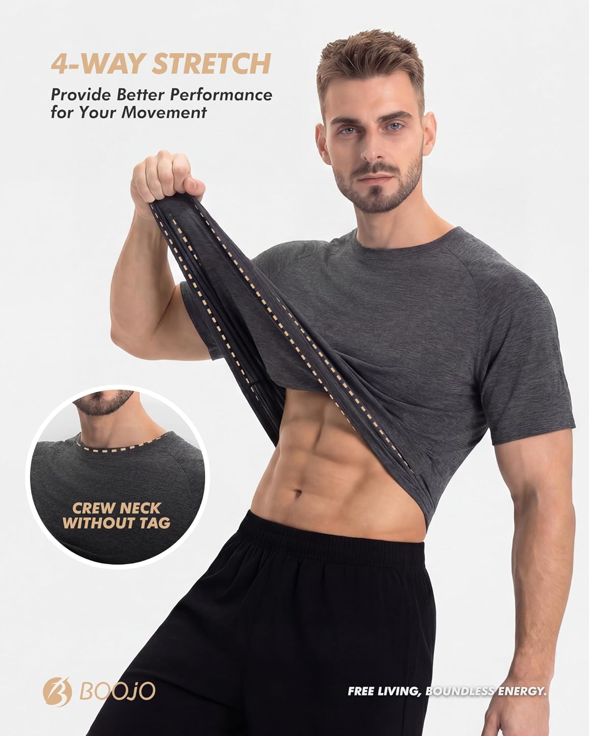 Thumbnail 1 de BOOJO 7-Pack Men’s Workout Shirts (Quick-Dry Moisture-Wicking Tees)