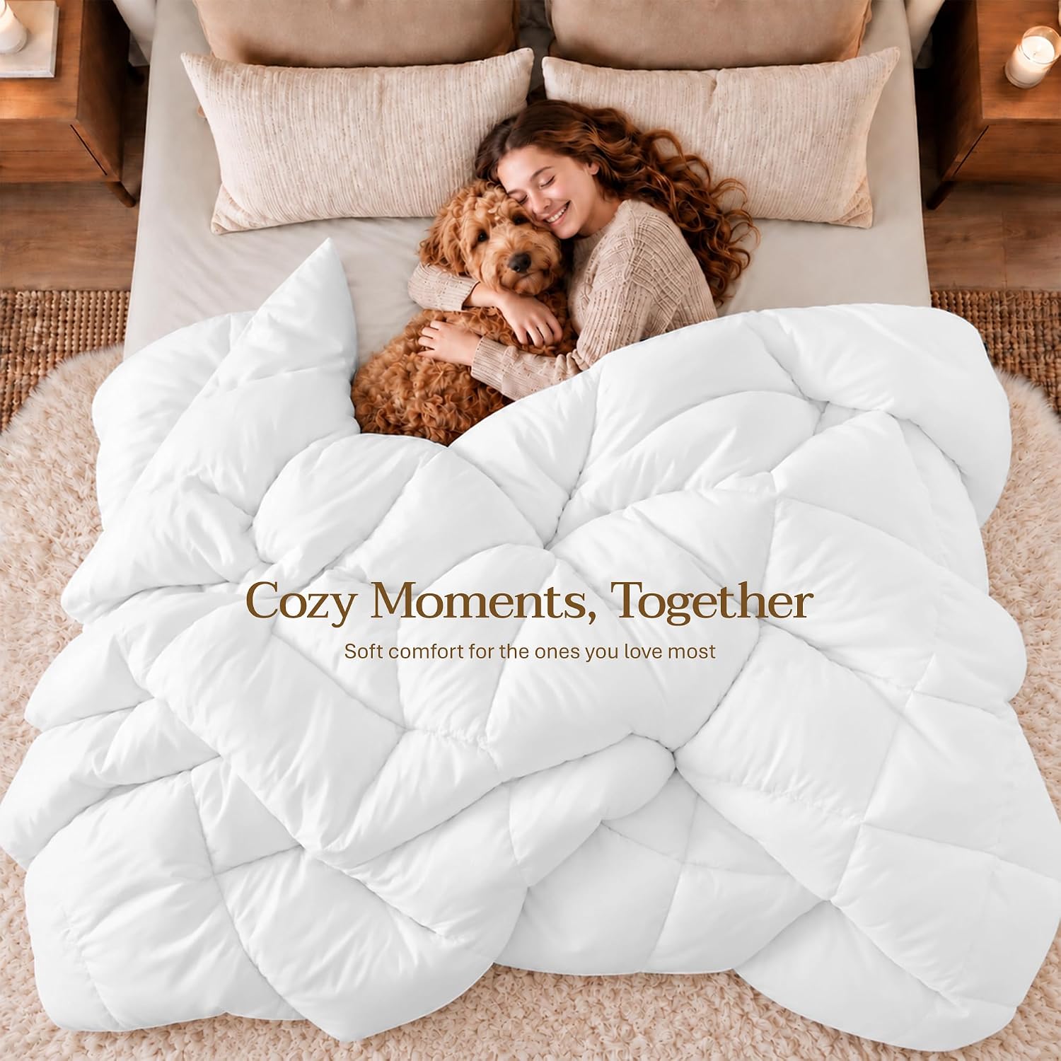 Detalle 2 de Utopia Bedding UB0060 Queen Comforter, 88 x 88 Inches, White, Box-Stitched