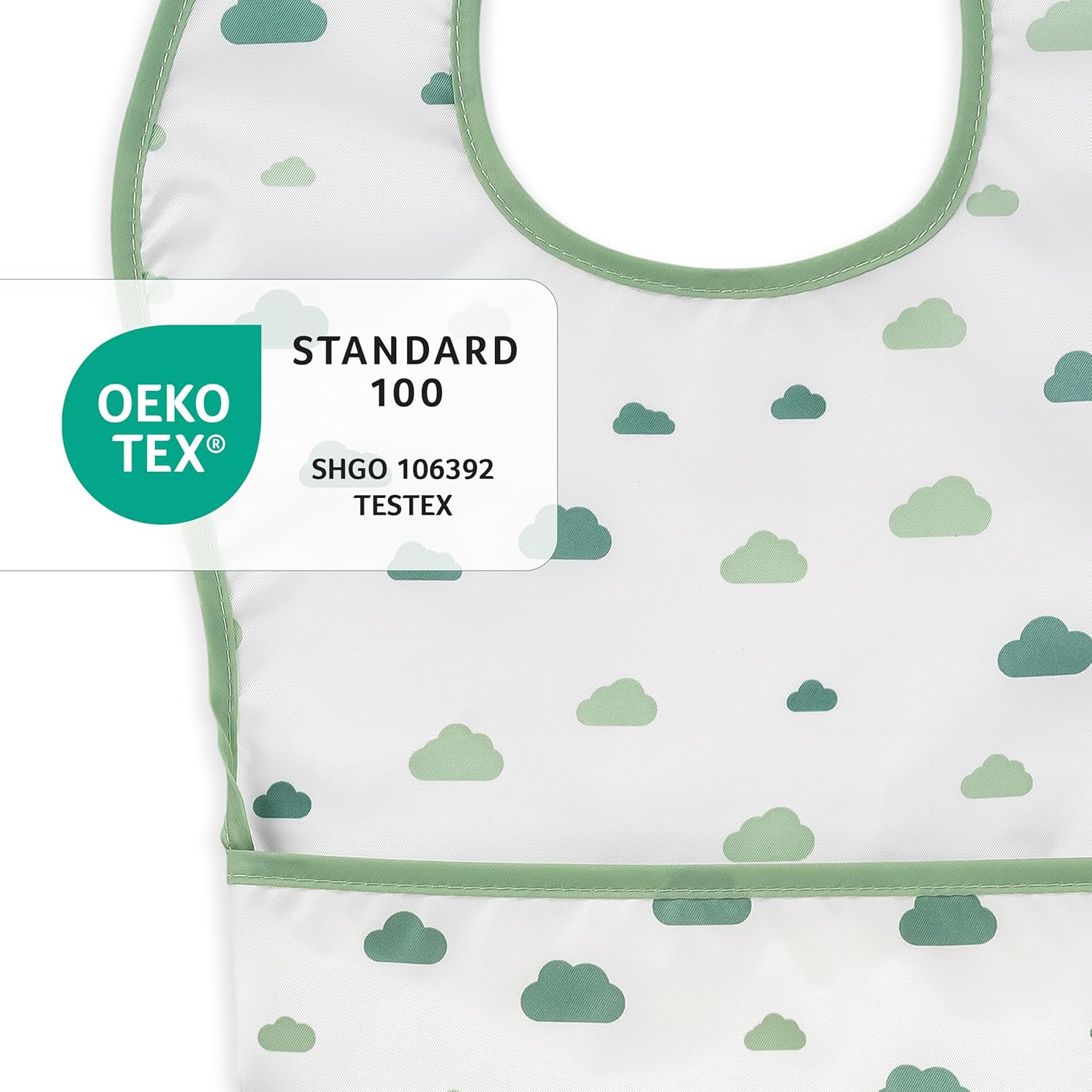 Thumbnail 6 de Lot de 5 bavoirs bébé MiaMia en matériau imperméable plastifié avec fermeture velcro – vert