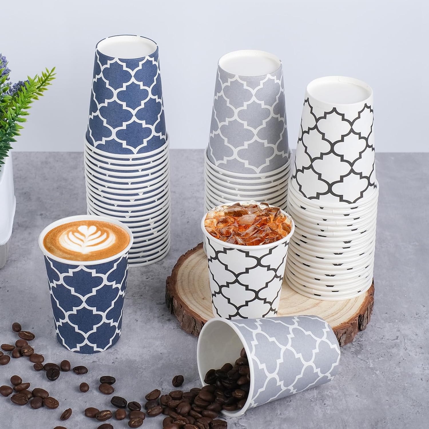 Detalle de Clawsoff 300 Pack 8 oz Paper Cups – Leak-Proof Disposable Coffee Cups for Hot & Cold Drinks