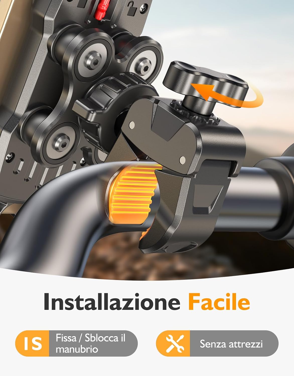 Thumbnail 6 de Rolgno Porta Cellulare Moto — Supporto manubrio 360° con assorbimento Vibrazioni e installazione senza attrezzi