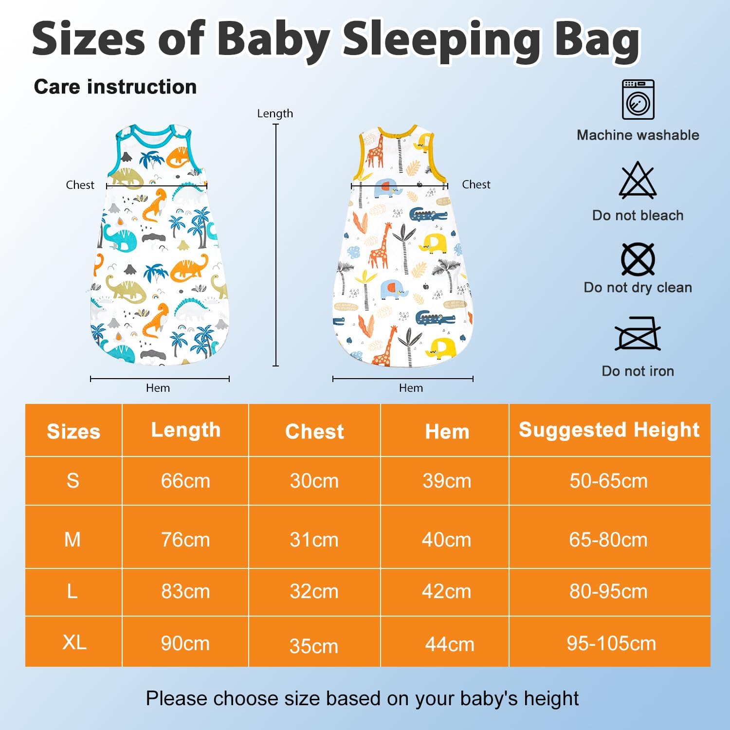 Thumbnail 5 de Flyish Direct 0.5 Tog Baby Sleeping Bag – 100% Cotton, Dinosaurs, 66–83 cm