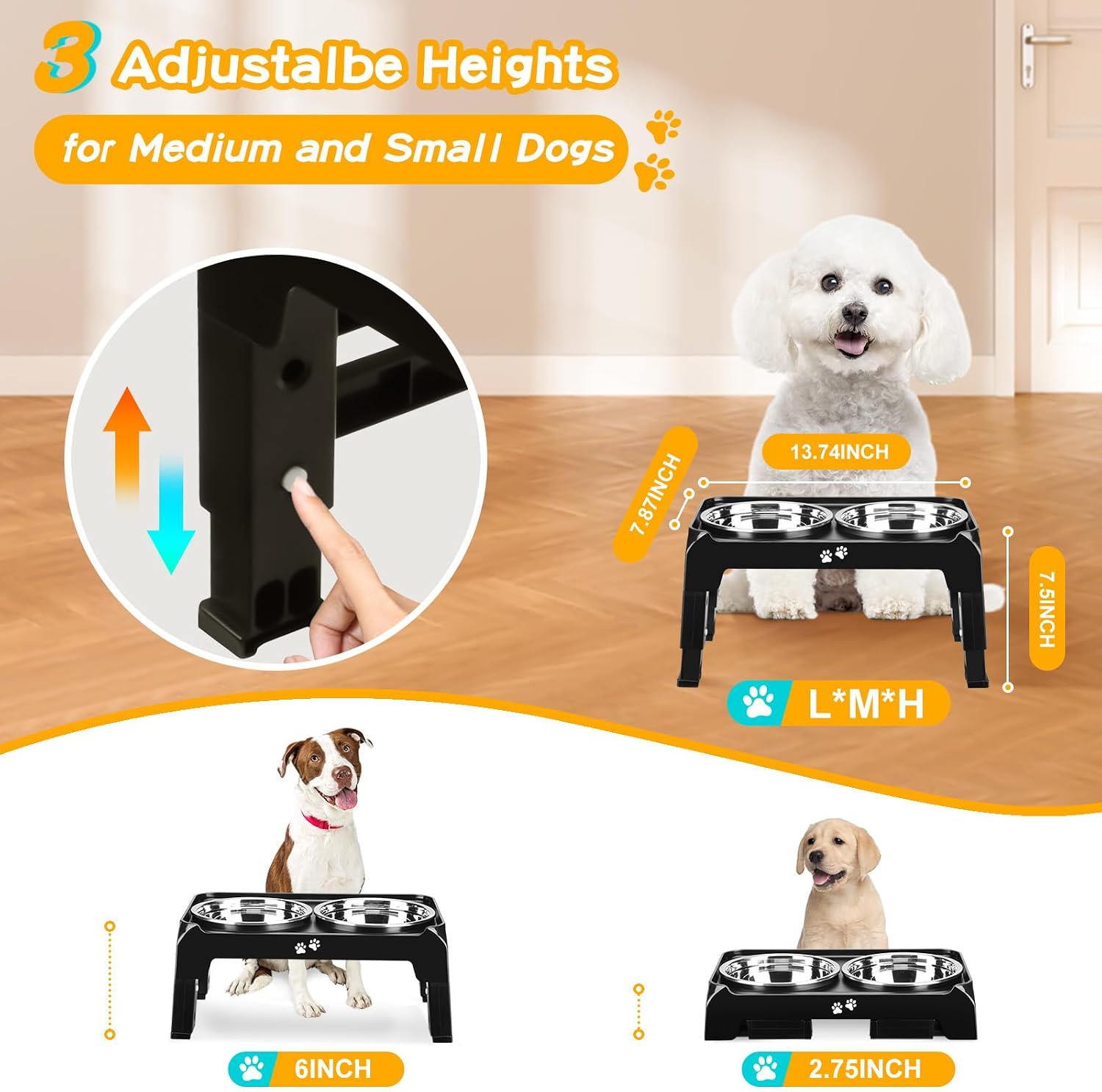 Thumbnail 1 de COMESOON Elevated Dog Bowl Stand, 6-inch Bowls