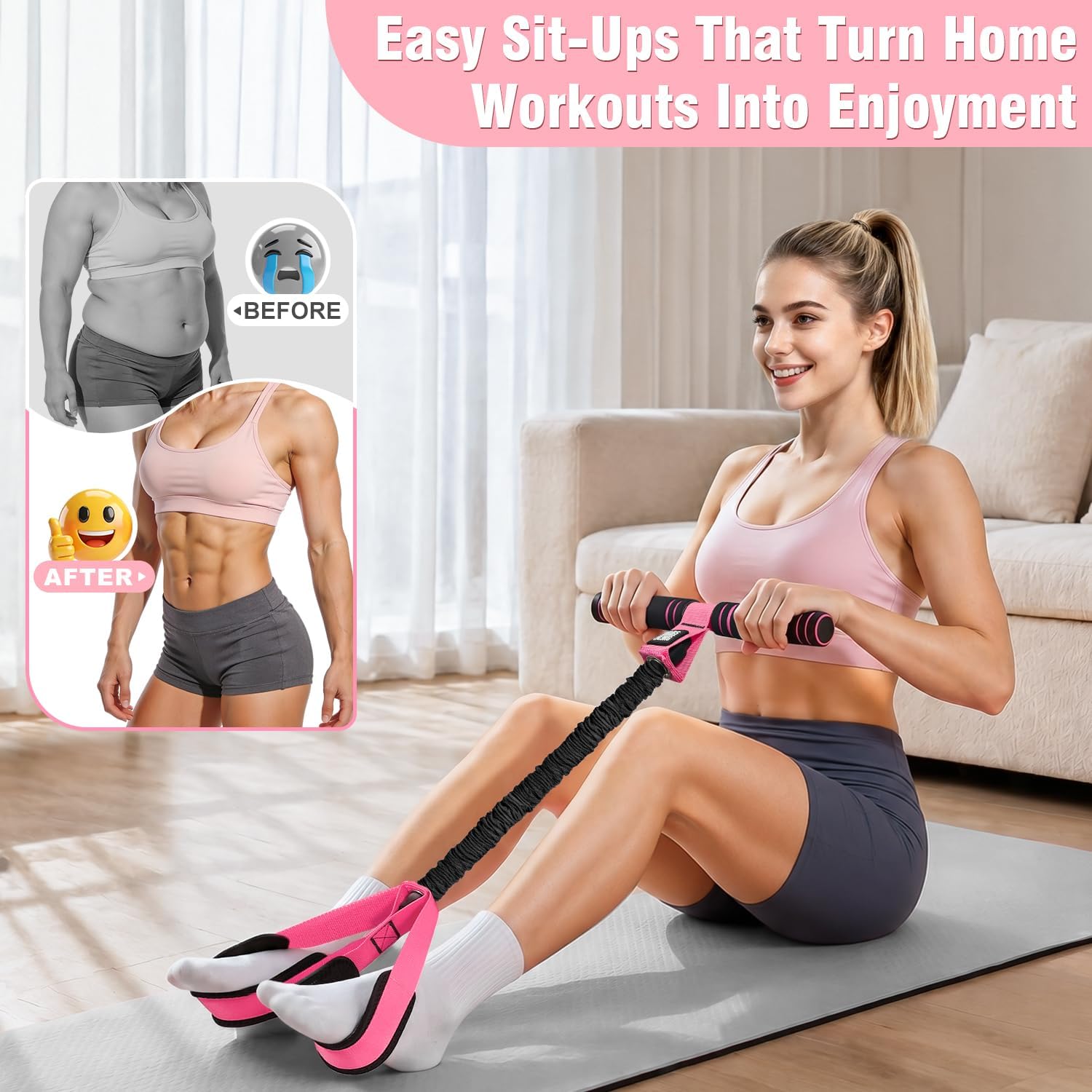 Detalle de Upgraded Pedal Resistance Band with Handles – All-in-One Home Workout Kit