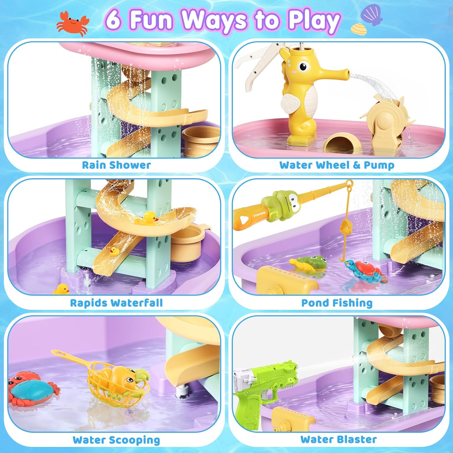 Thumbnail 2 de CRATIVWOOD Toddler Water Table for Kids — 6-in-1 Sand & Water Play with 28 Accessories