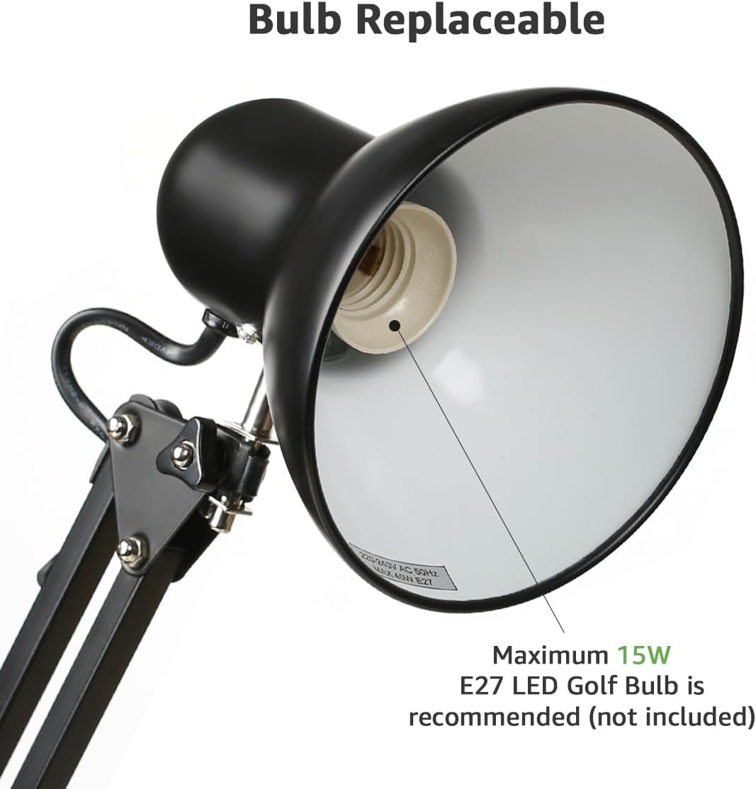 Detalle de Lepro Desk Lamp E27 swing arm with clamp