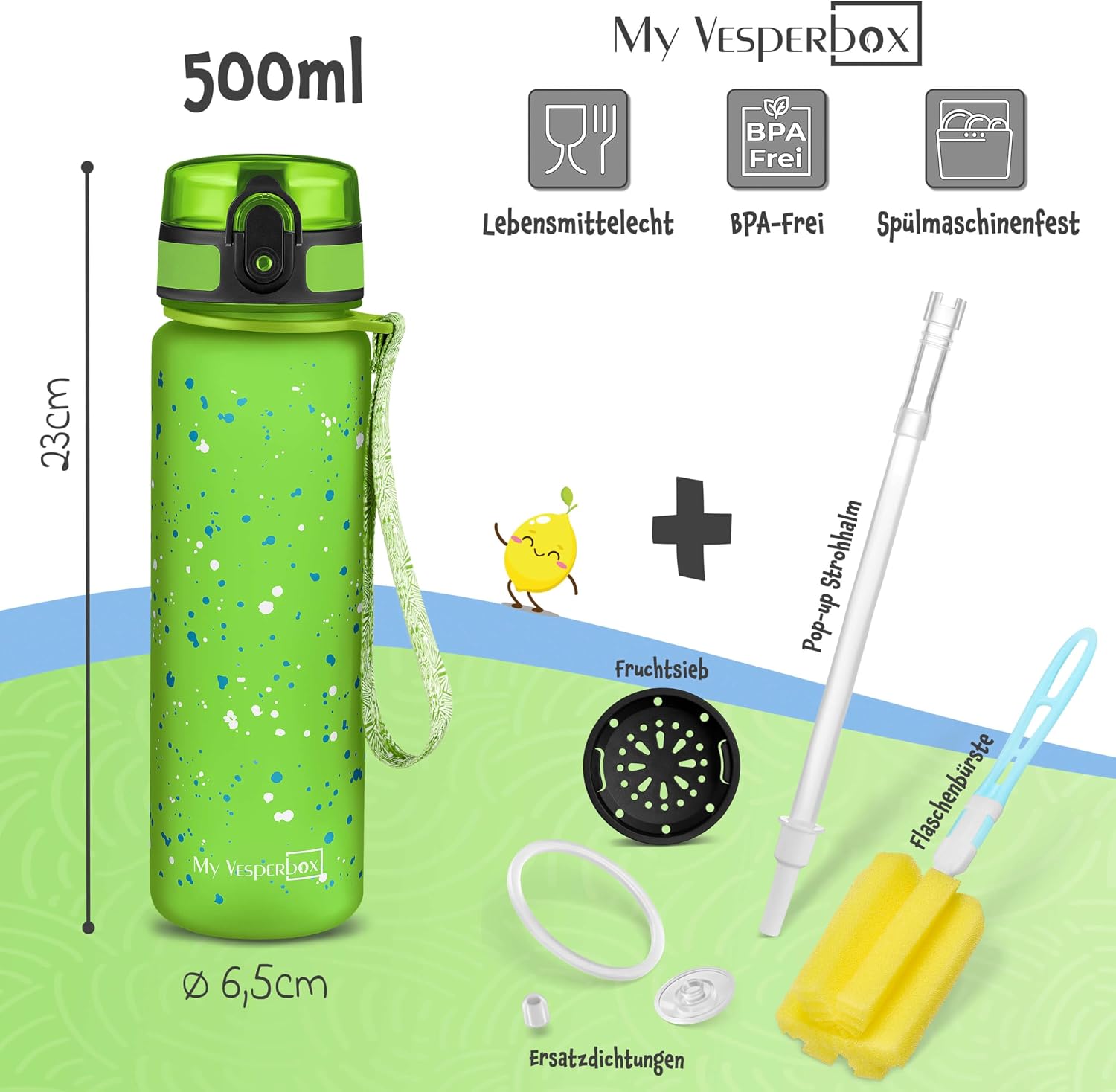Thumbnail 1 de My Vesperbox Trinkflasche Kinder 500 ml – Auslaufsicher, kohlensäuregeeignet & BPA-frei