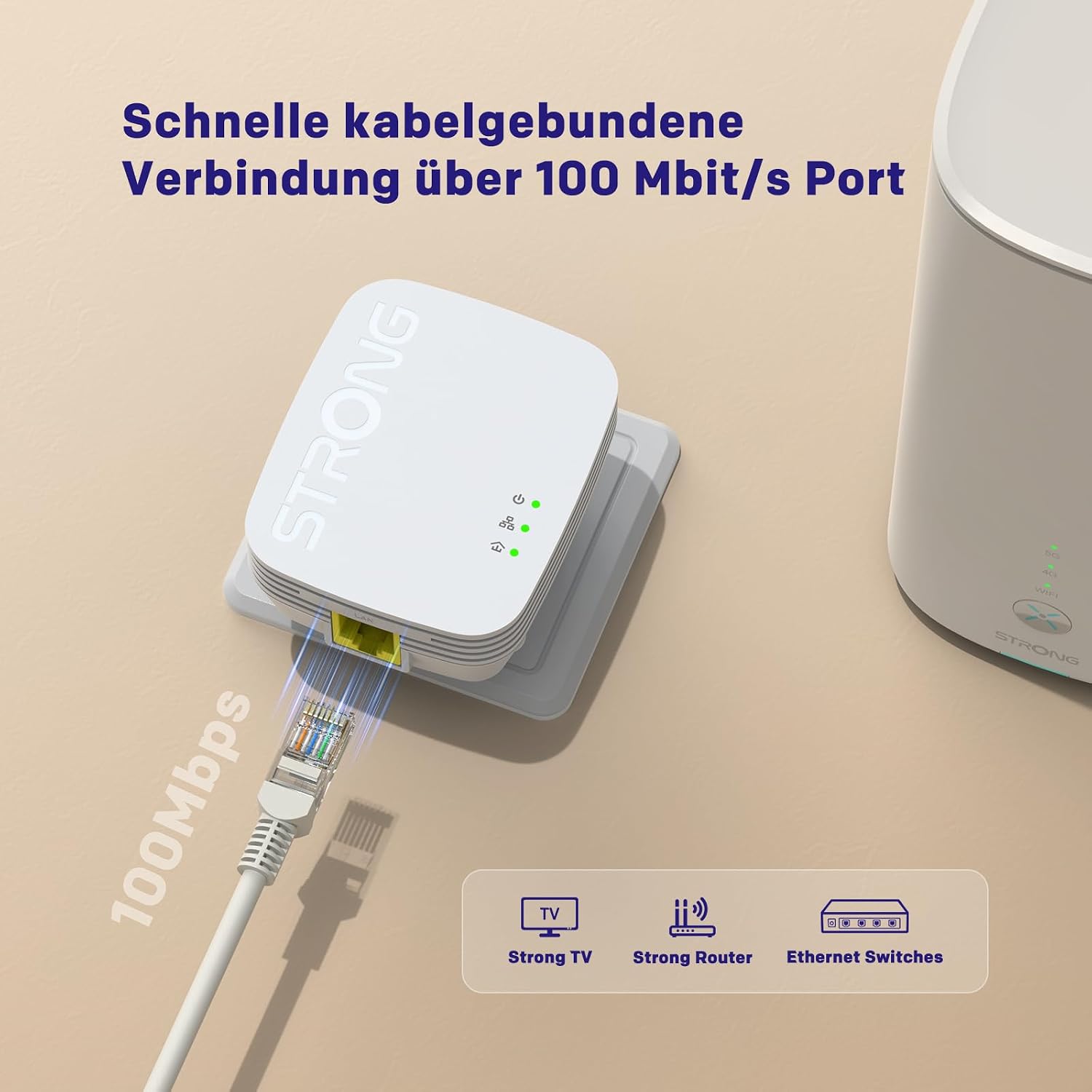 Thumbnail 2 de STRONG AV600Mbit/s Powerline Adapter Set (PL600M) – HomePlug AV2 Internet-Erweiterung mit 100 Mbit/s LAN und Plug & Play