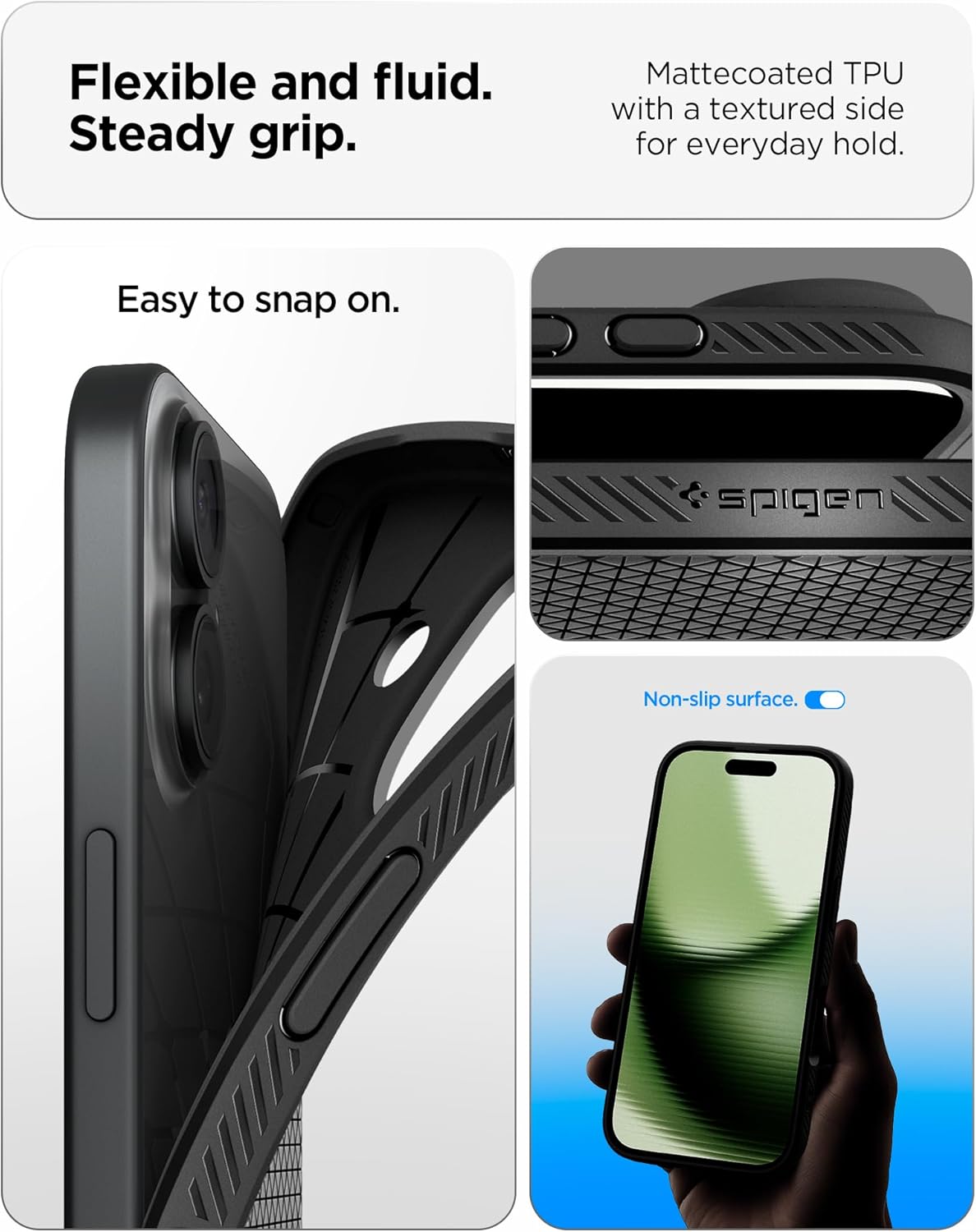 Detalle 2 de Spigen iPhone 17 Hülle – rutschfestes Slim TPU Case mit Truss-Design und Sound Tunnel