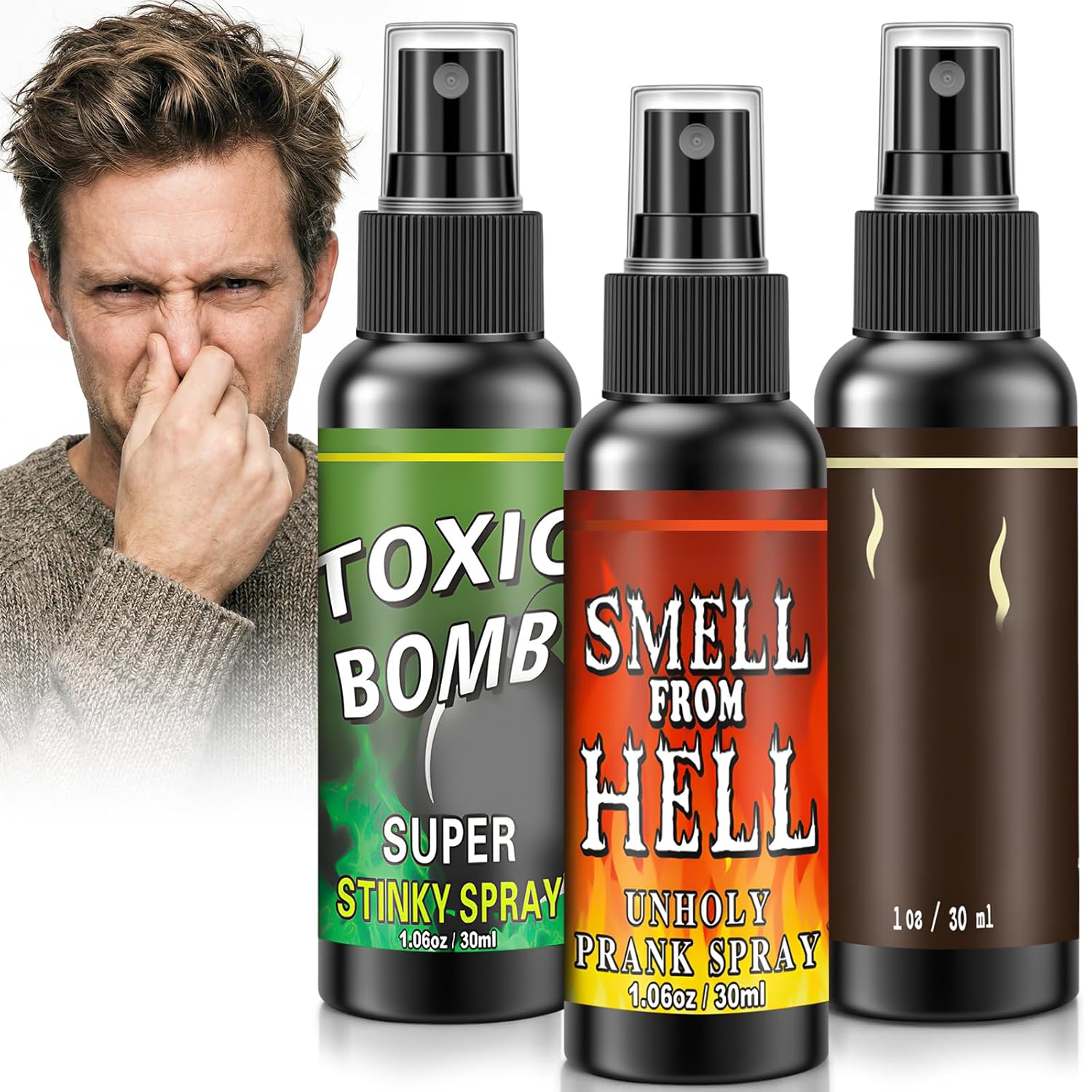 3er-Set Furzspray Scherzartikel (Stinkbomben Fart Spray) mit drei Düften – für Erwachsene, Pranks & Partys