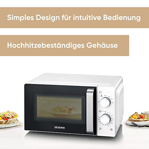 Detalle de SEVERIN Mikrowelle MW 7885 – 17 L, Auftauen und Erhitzen, Drehteller 24,5 cm, Weiß/Edelstahl