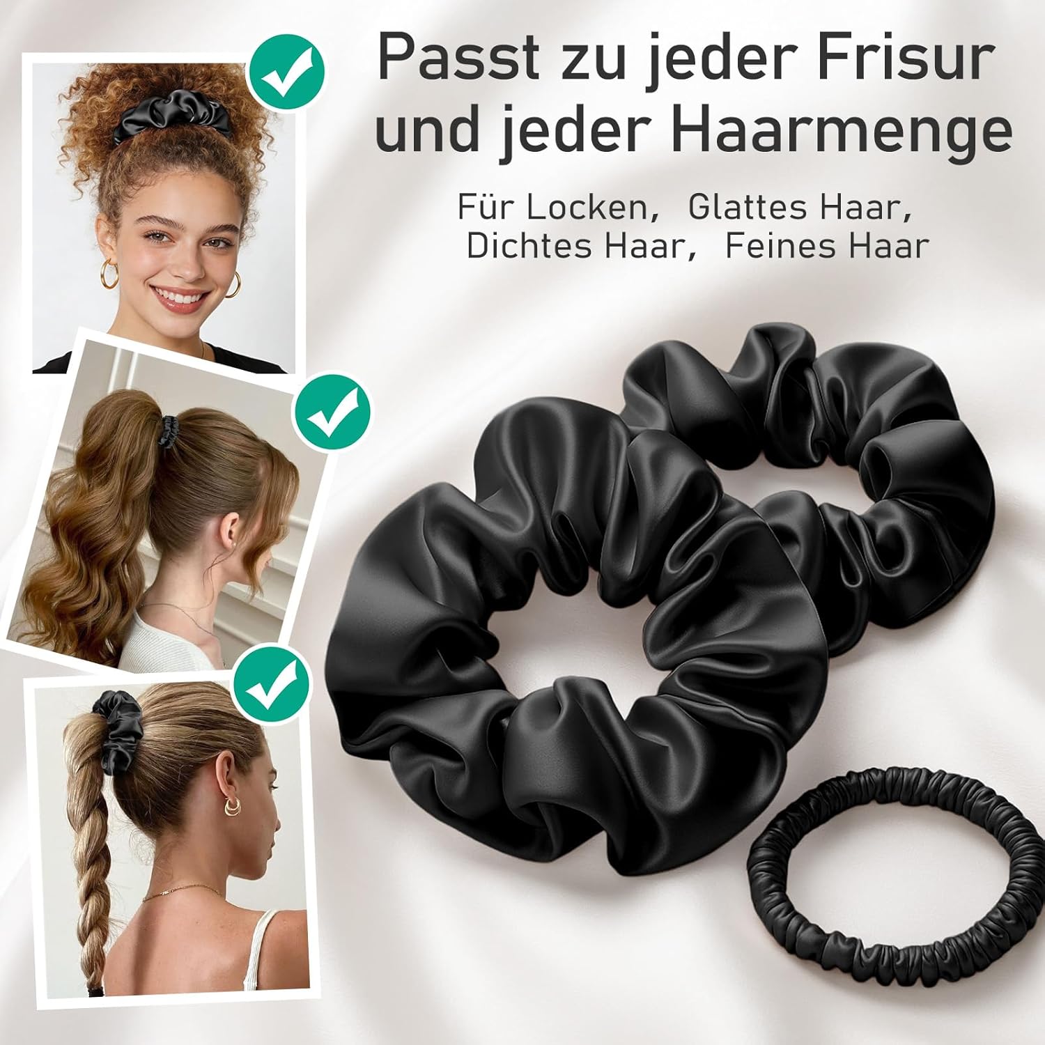 Thumbnail 6 de Litbear 3er Set Maulbeerseide Scrunchies 🎀