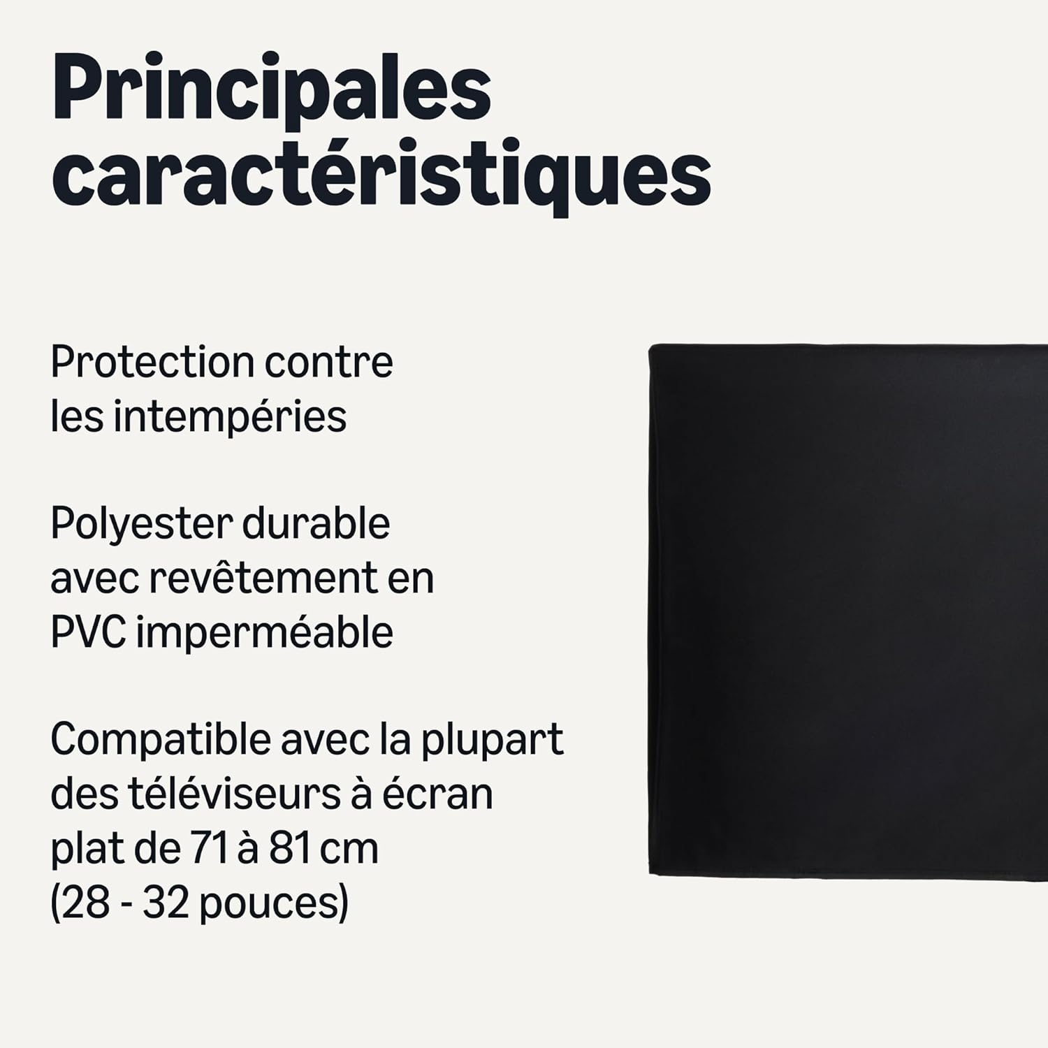 Detalle de Amazon Basics Housse de Téléviseur d’Extérieur Imperméable pour 28–32 pouces – Noir