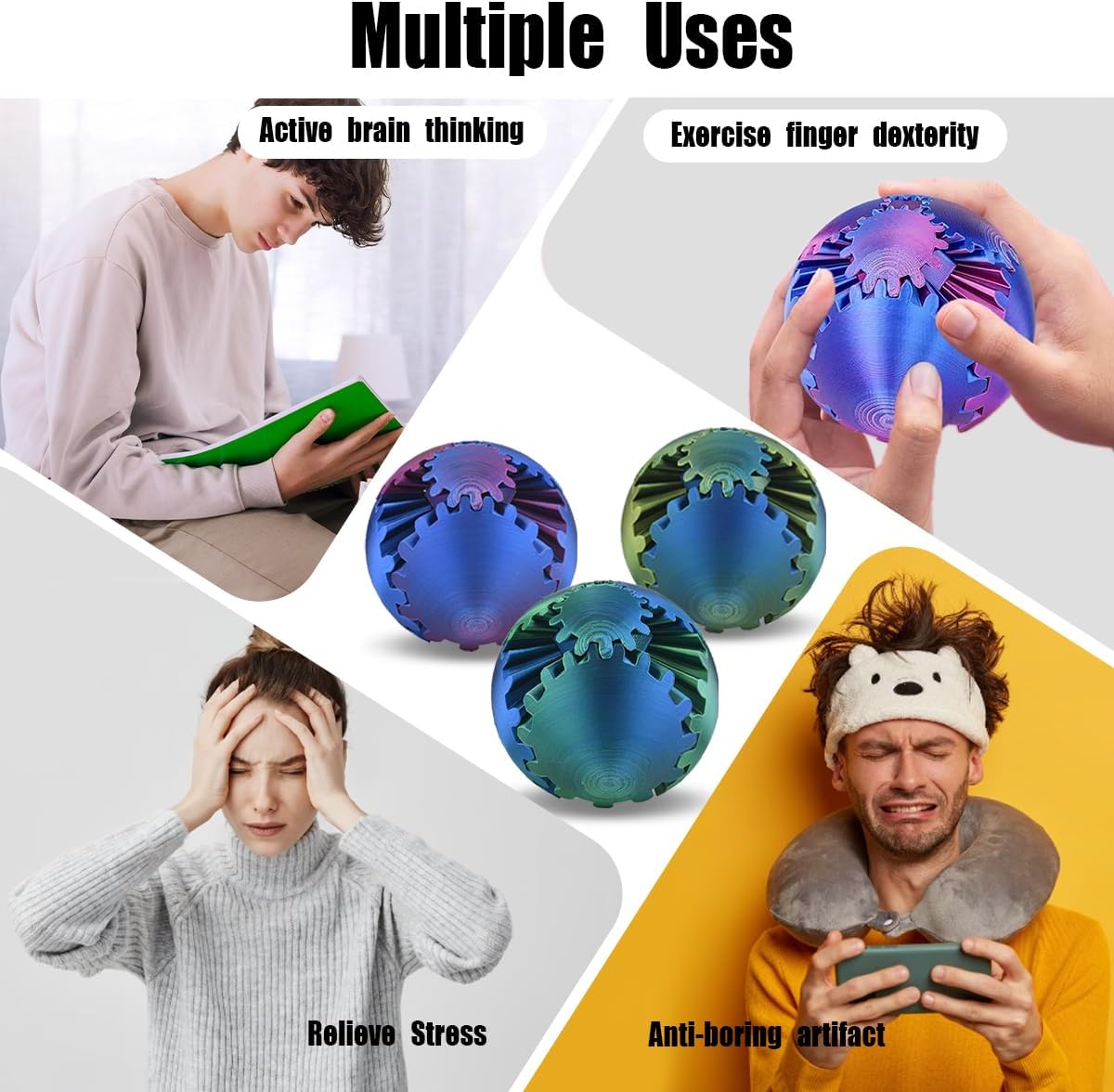 Thumbnail 2 de Impossible Gearsphere Age 3+, 3D Printed Gear Sphere Fidget Toy (Steampunk Whirling Wonder)