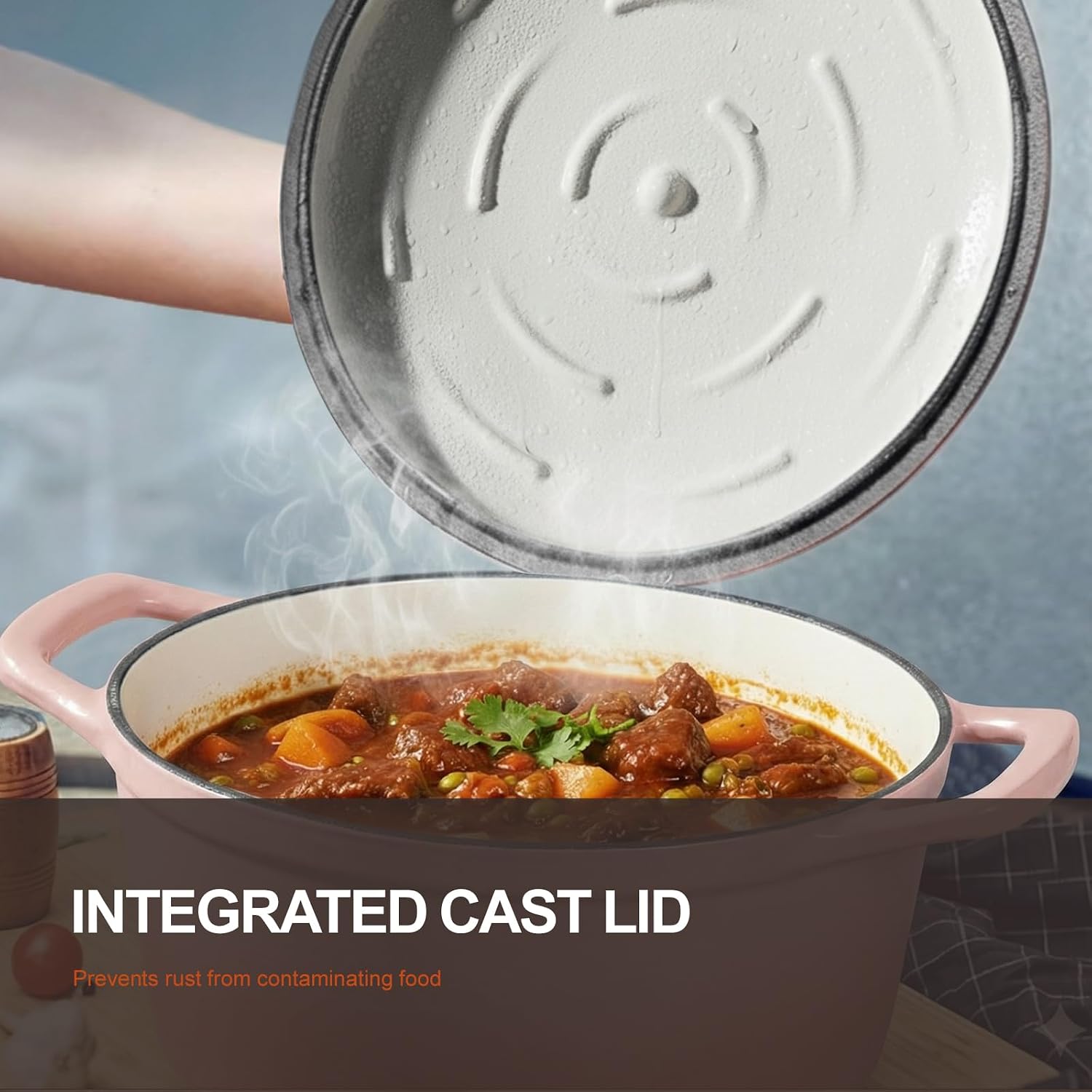 Thumbnail 1 de Overmont Enameled Cast Iron Dutch Oven 5.5QT with Wide Handles and Lid: Heavy-Duty, Pre-Seasoned, Oven Safe to 500°F