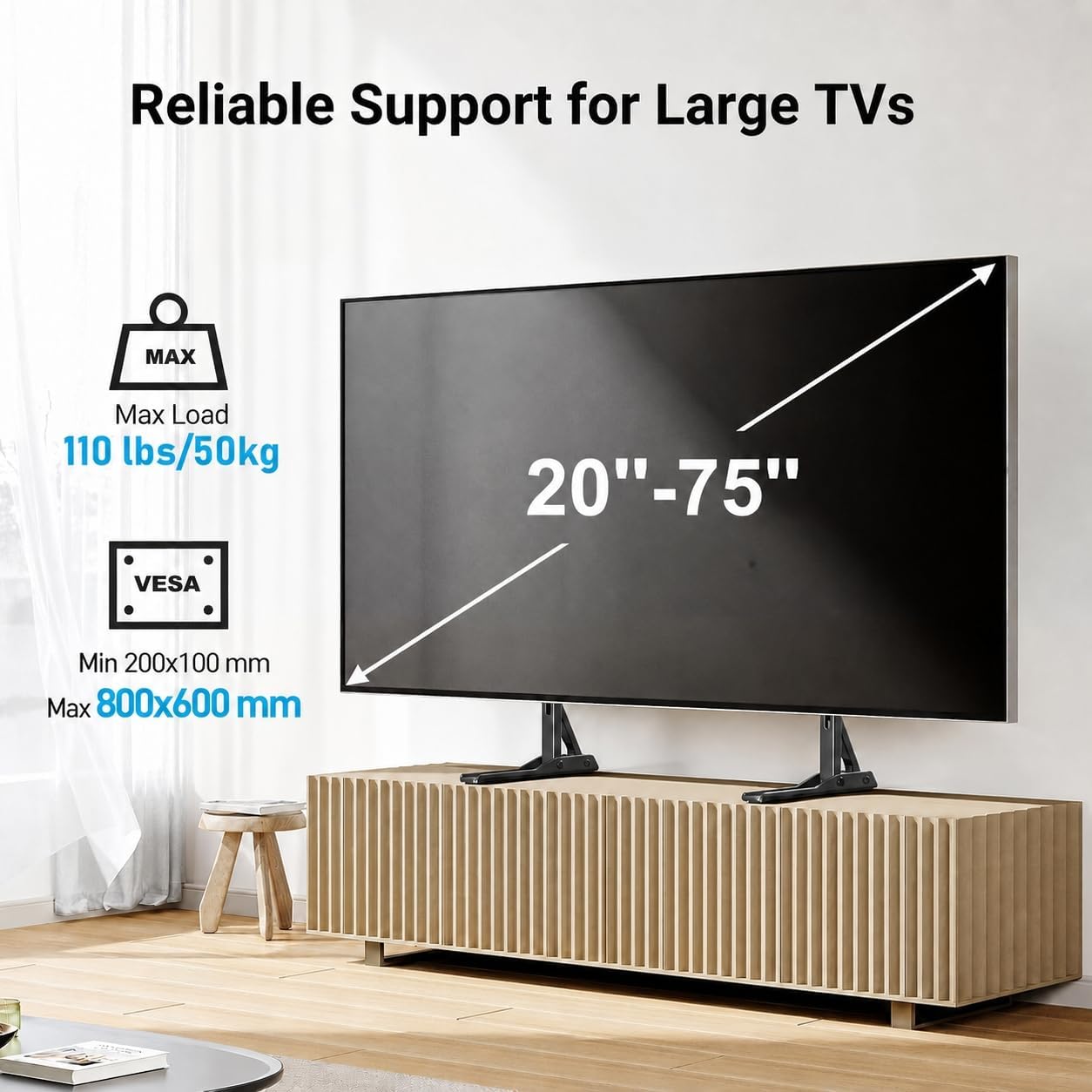 Thumbnail 1 de PERLESMITH Universal TV Stand 110 lbs