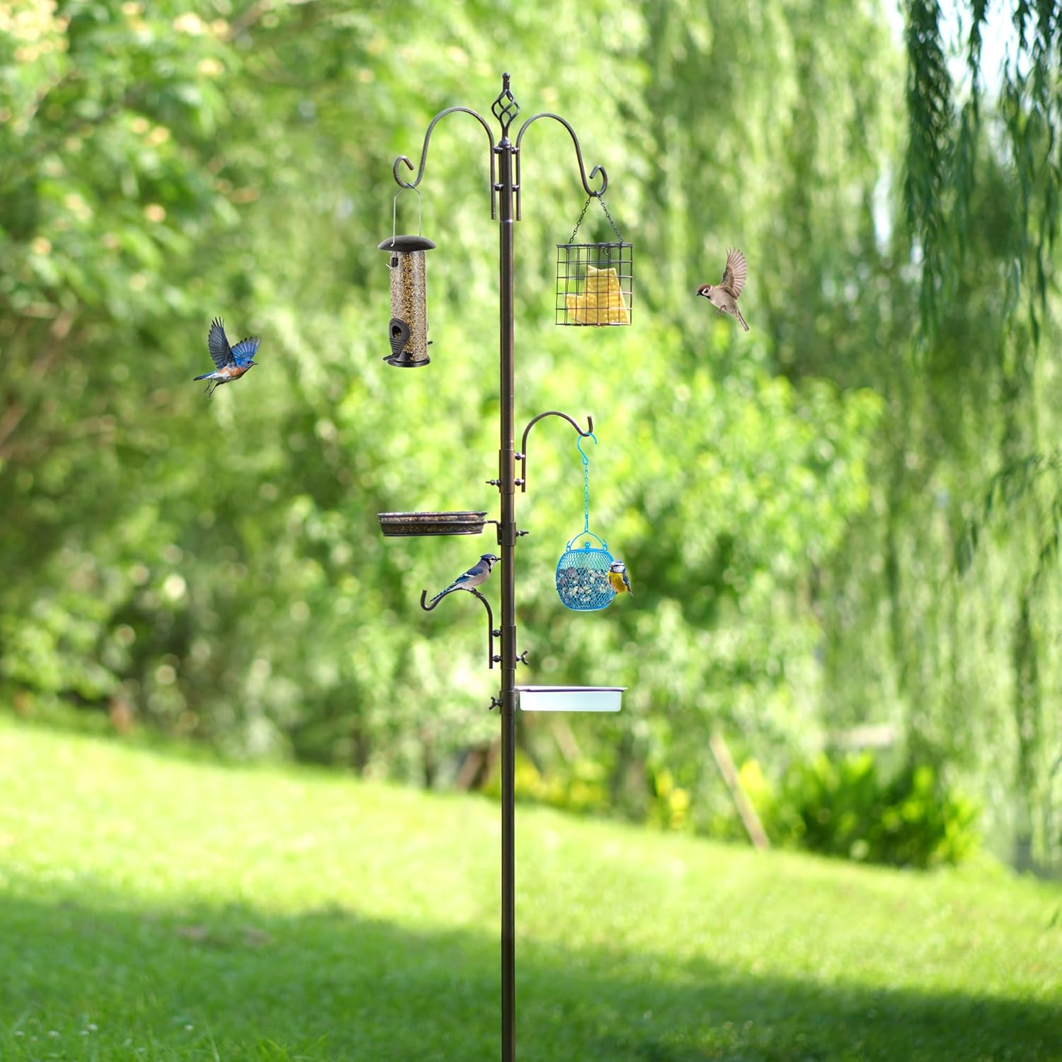 Thumbnail 5 de MIXXIDEA Deluxe Vogelfutterspender Kit für hängende Vogelstationen (Bird Feeder Pole, Multi Feeder) – 1 Pack