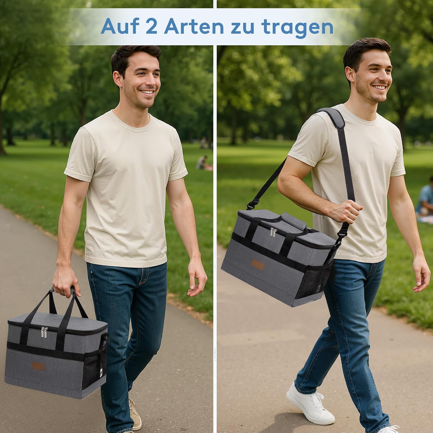 Detalle de Lifewit 30L Kühltasche Groß faltbar – Lebensmitteltransport & Picknicktasche Grau