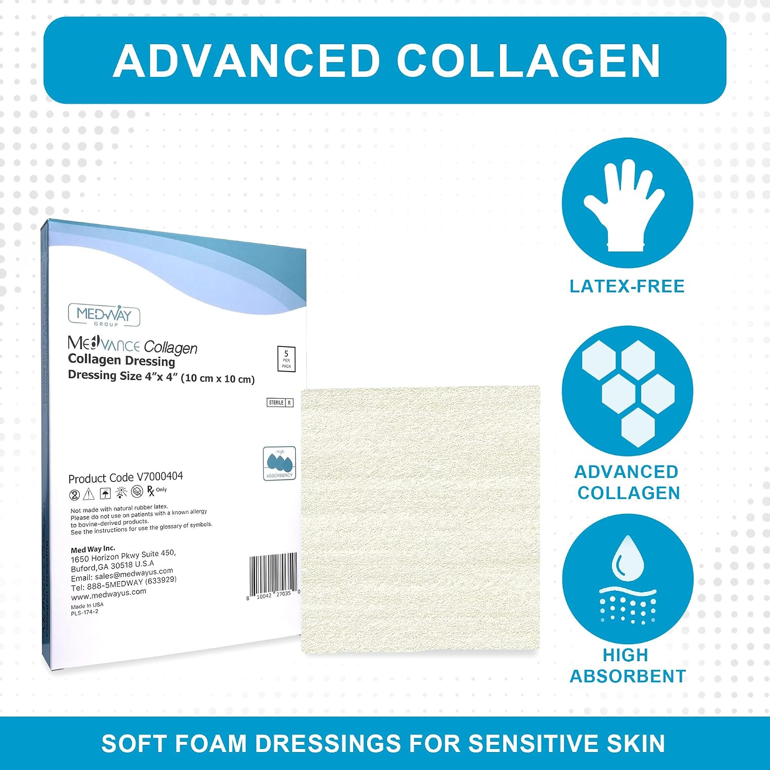 Detalle 2 de MedVance collagen wound dressing pads, 4" x 4