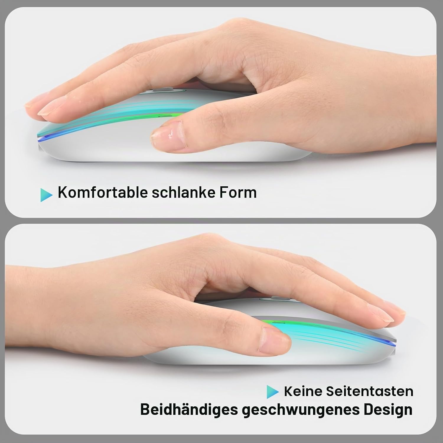 Detalle de cimetech Dual-Mode Bluetooth 5.1 & 2,4 GHz optische Office-Funkmaus (wiederaufladbar) mit USB‑C Adapter