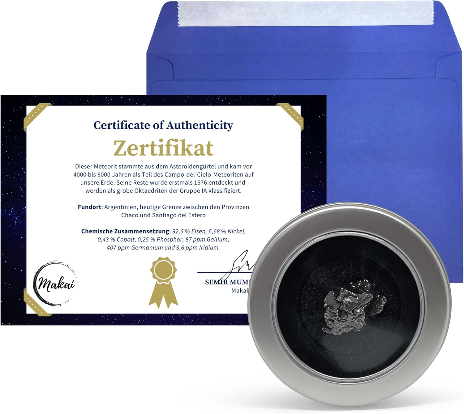 Thumbnail 4 de Makai echter Meteorit Sternschnuppe mit Echtheits-Zertifikat – Widmung & Herzbox