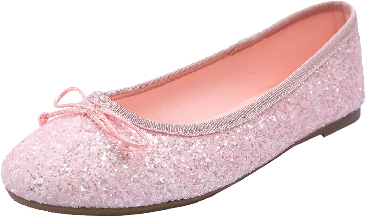 Detalle de Feversole Round Glitter Ballerina Damen – Klassische Ballerinas mit Profilsohle