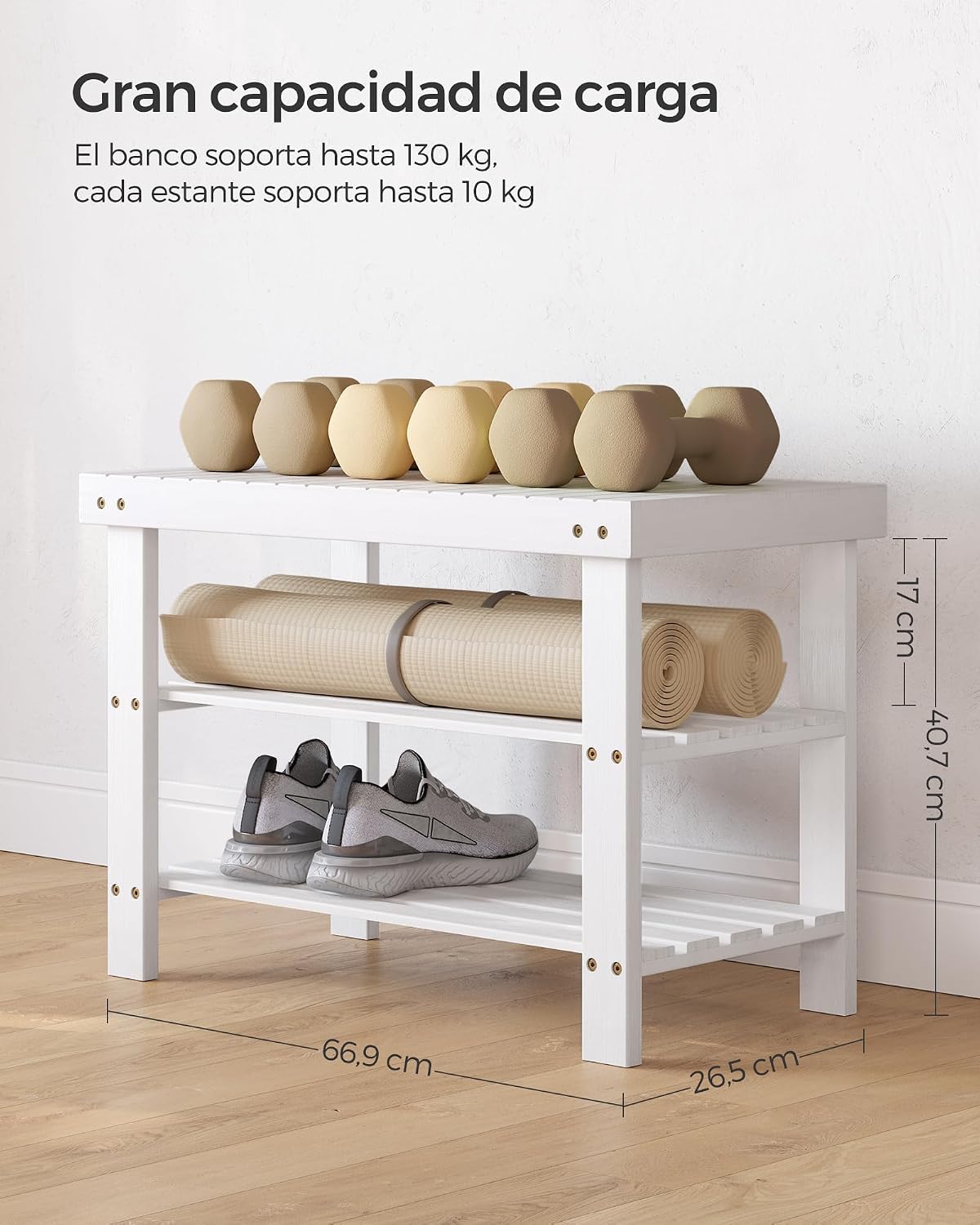 Detalle 1 de SONGMICS LBS004W01 Banco zapatero 286 lb