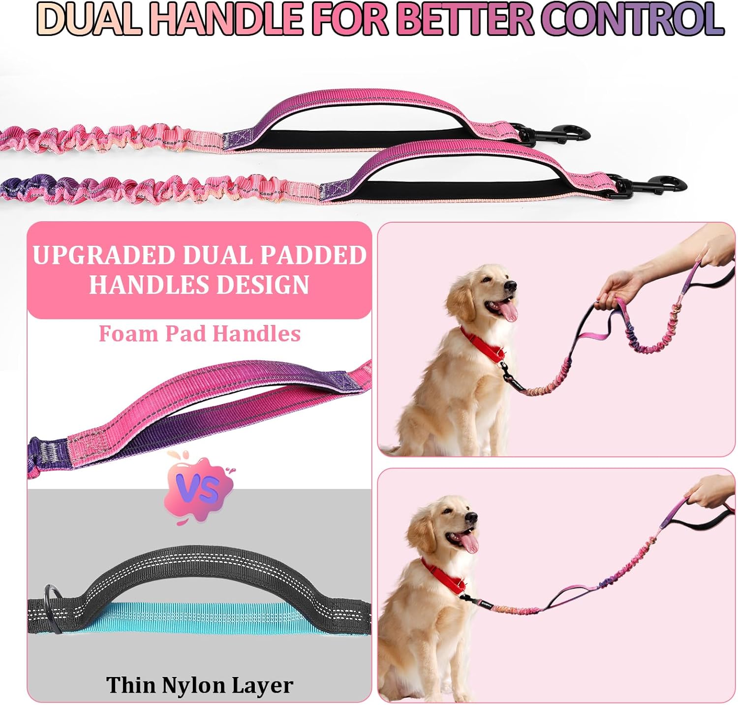 Detalle de PHILORN Hands Free Dog Lead with Adjustable Waist Belt for Medium to Large Dogs