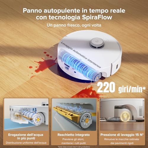 Detalle de roborock Qrevo Curv 2 Flow: Robot Aspirapolvere Lavapavimenti con Panno Autopulente e Rullo
