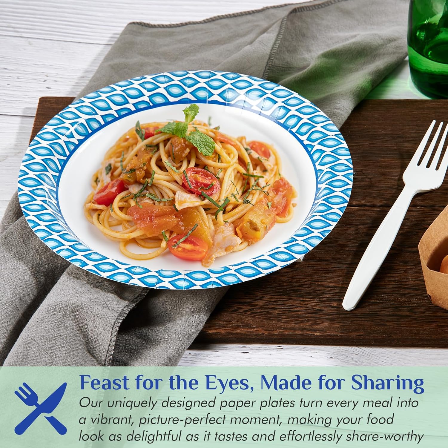 Thumbnail 6 de MUCHII 8.375-Inch Disposable Paper Plates (300 Count) — Printed, Soak- and Cut-Resistant
