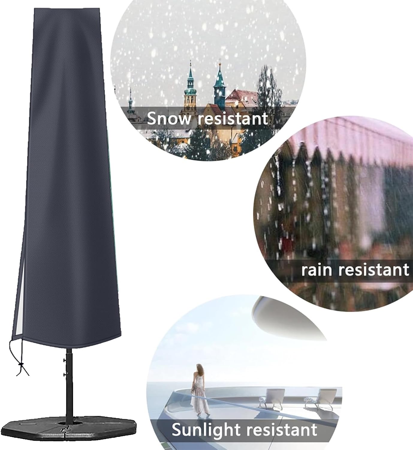 Thumbnail 5 de Parasol Cover Waterproof 600D – Heavy Duty Garden Parasol Cover for 2.5m–4m Umbrellas