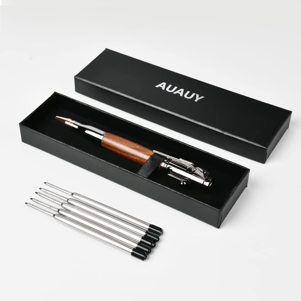 Thumbnail 6 de AUAUY Bolt Action Pen – kulspetspenna med träkorn, metallkropp och 1 mm spets