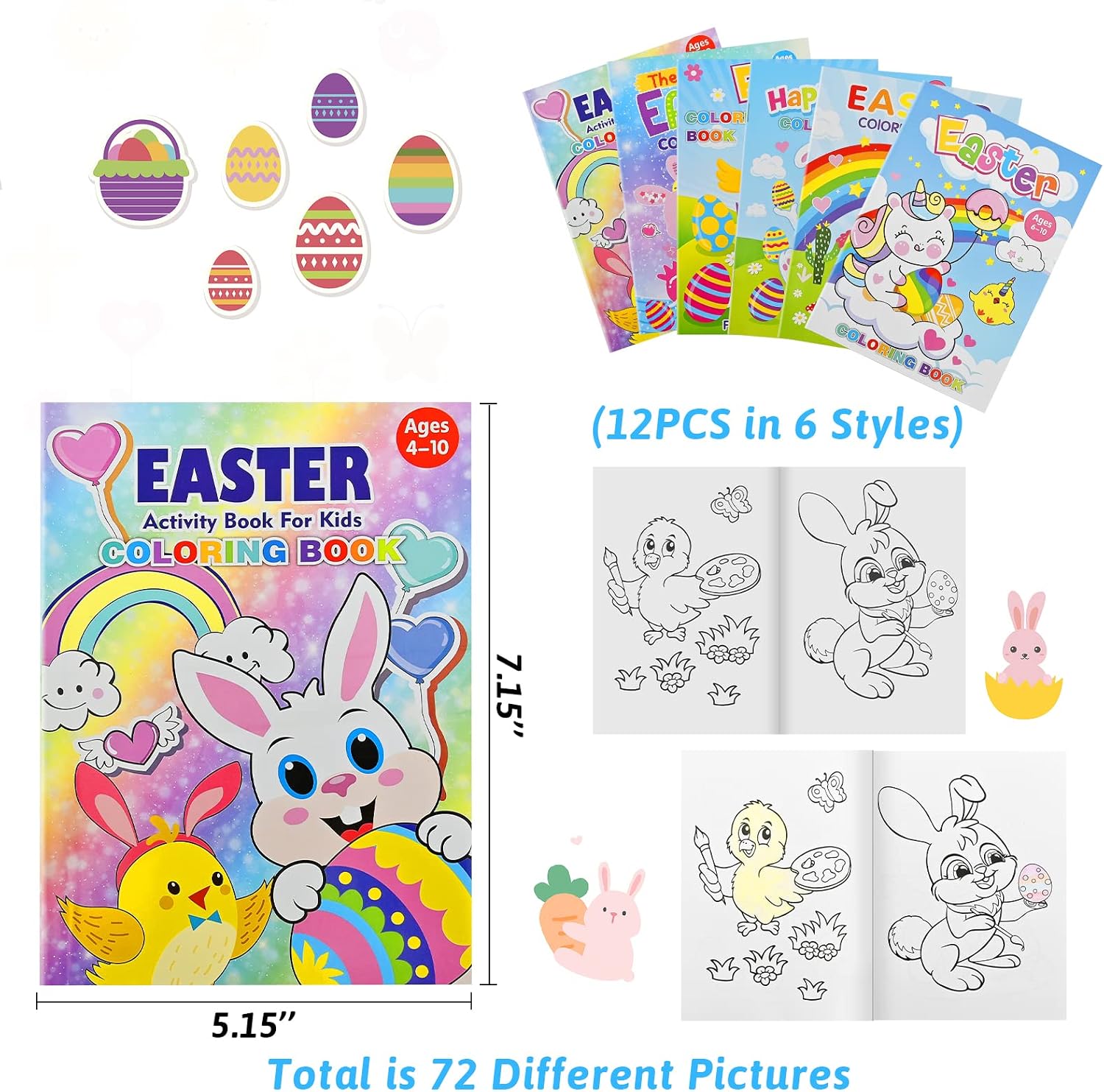 Detalle 2 de 12 Pack Easter Coloring Books 144 Pages 🎨