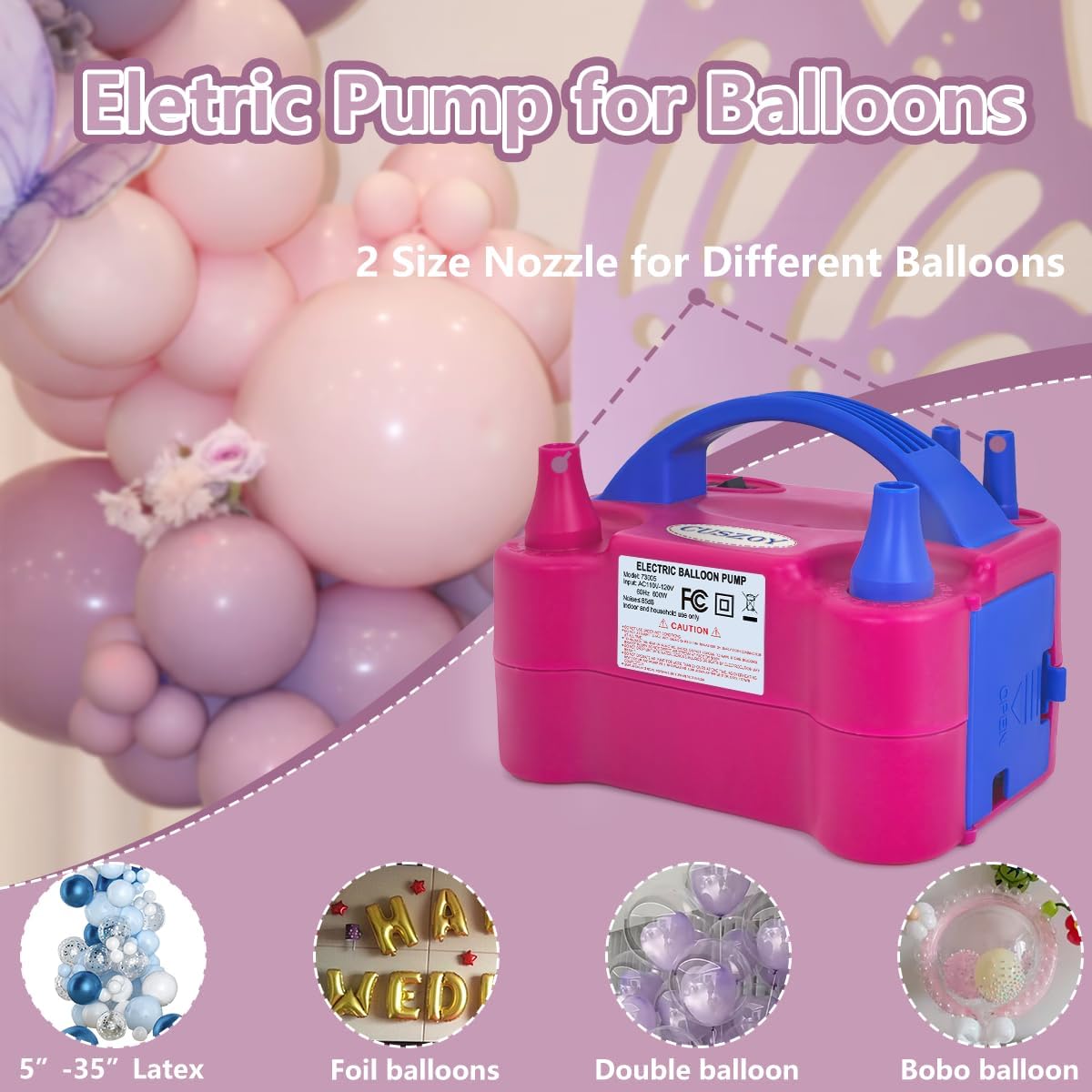 Thumbnail 6 de CUSZOY RT-73005 Electric Balloon Pump, 600W, Dual Nozzle, Two Modes