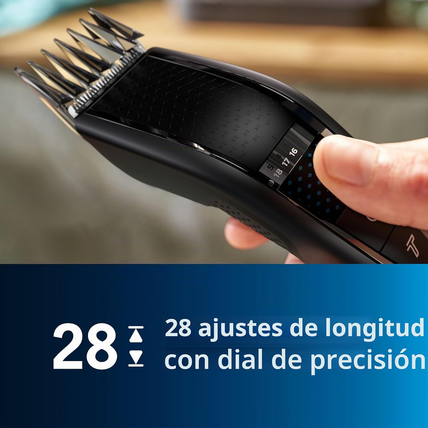 Detalle 2 de Philips Cortapelos Titanio, 28 Ajustes, Uso Inalámbrico ✂