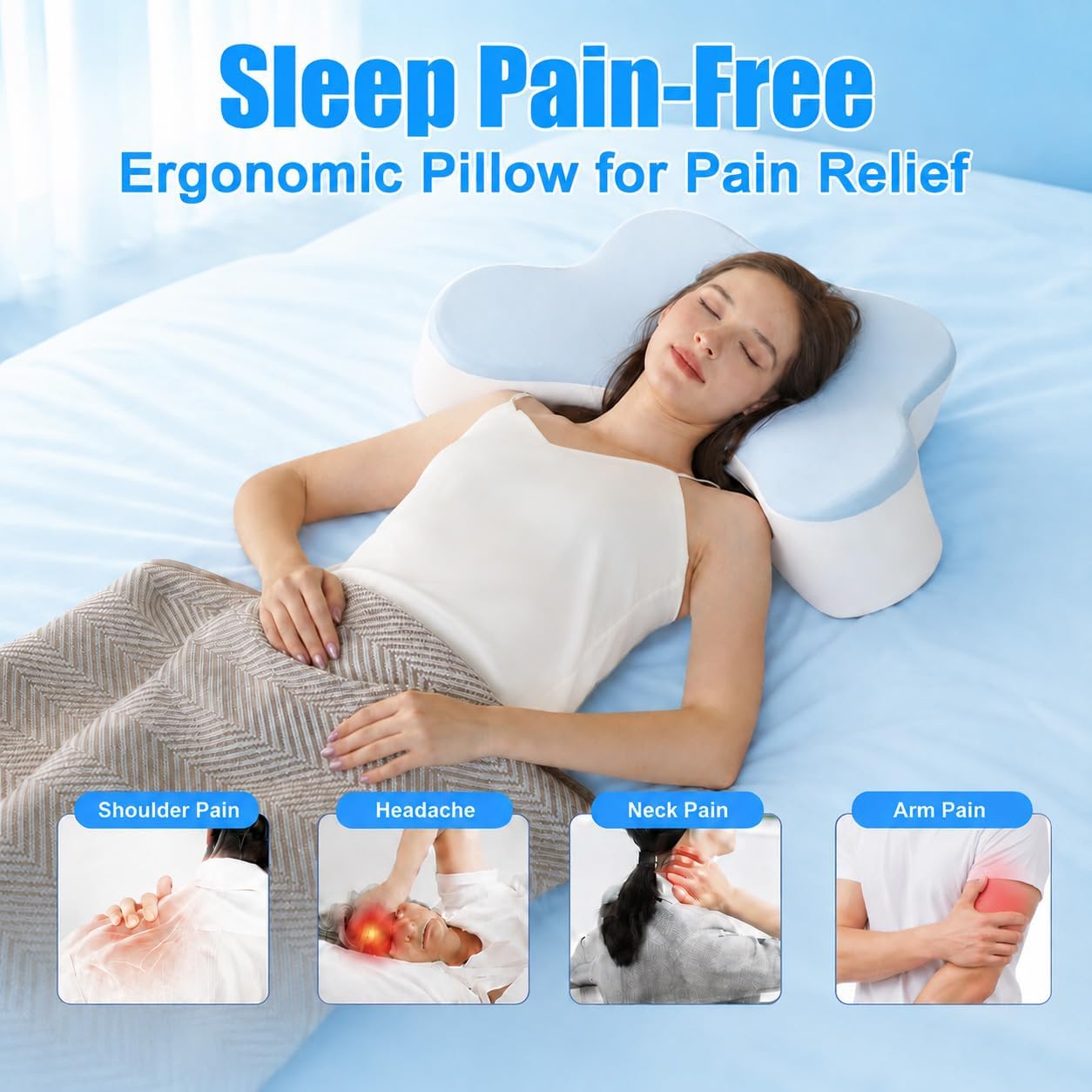 Detalle 2 de MONSAO rx002 Side Sleeper Pillow with Arm Hole, Memory Foam & Extra Pillowcase