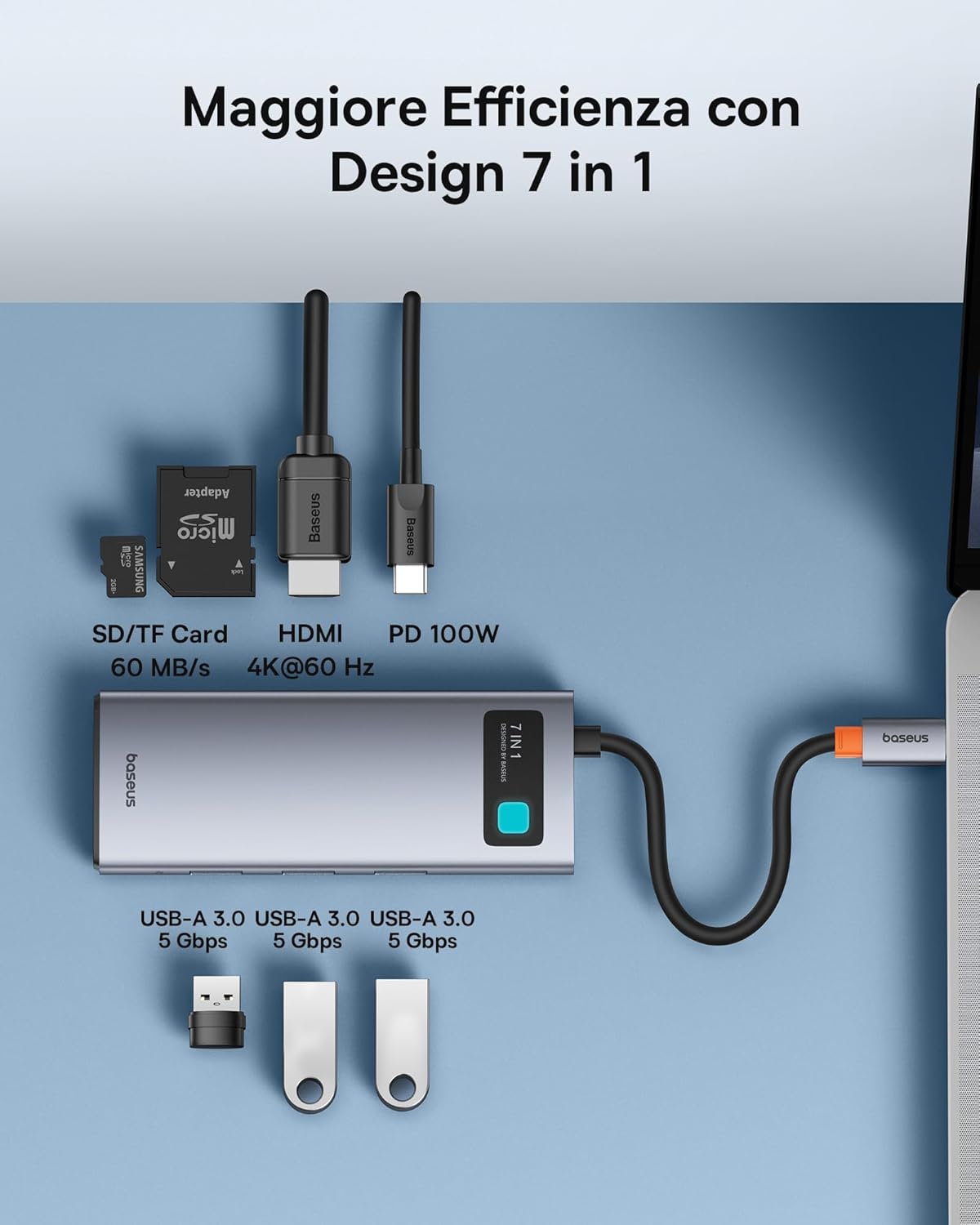 Detalle 2 de Baseus Hub USB C 100W