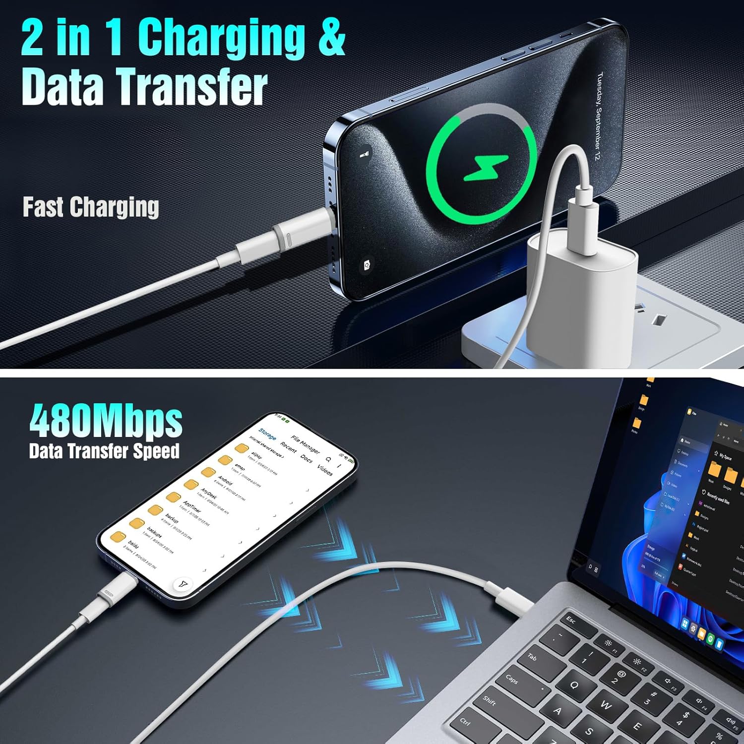 Thumbnail 3 de TiMOVO Adattatore Lightning Femmina a USB-C Maschio con Anelli Anti-Lost – Pack da 4