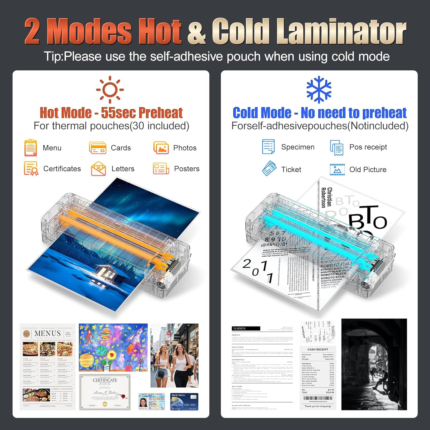 Detalle de 13" 4-Roller Commercial Laminator Machine — 3-10 Mil, 11x17/A3, 55s Warm-Up, 1000mm/min (White) with Starter Kit