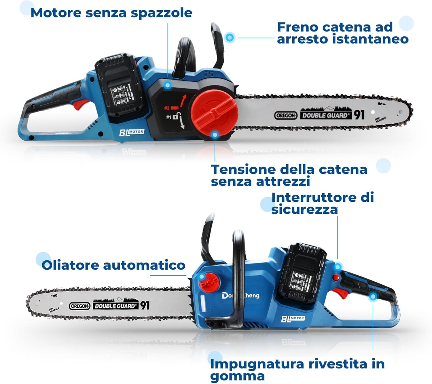 Thumbnail 6 de DongCheng Motosega a Batteria senza Spazzole 40 V (2 × 20) con guida Oregon e catena 38 cm