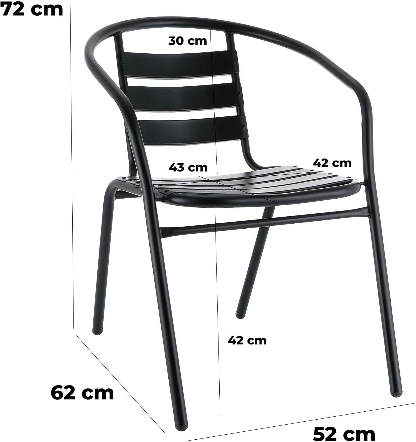 Detalle de Baroni Home Set Sedie da Giardino 2 pezzi 56x55x75 cm