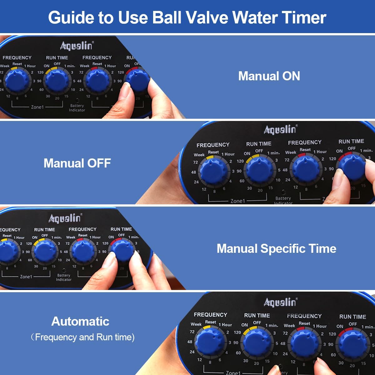 Detalle 2 de Aqualin Hose Water Timer (Blue) electronic watering controller with two outlets