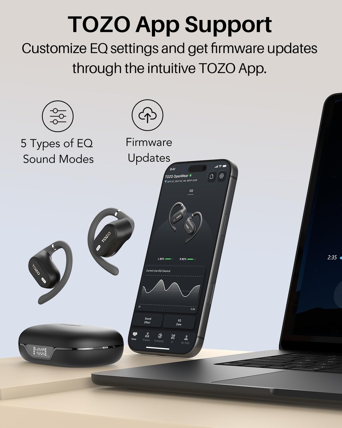 Thumbnail 6 de TOZO OpenWear Open-Ear Headphones 38h