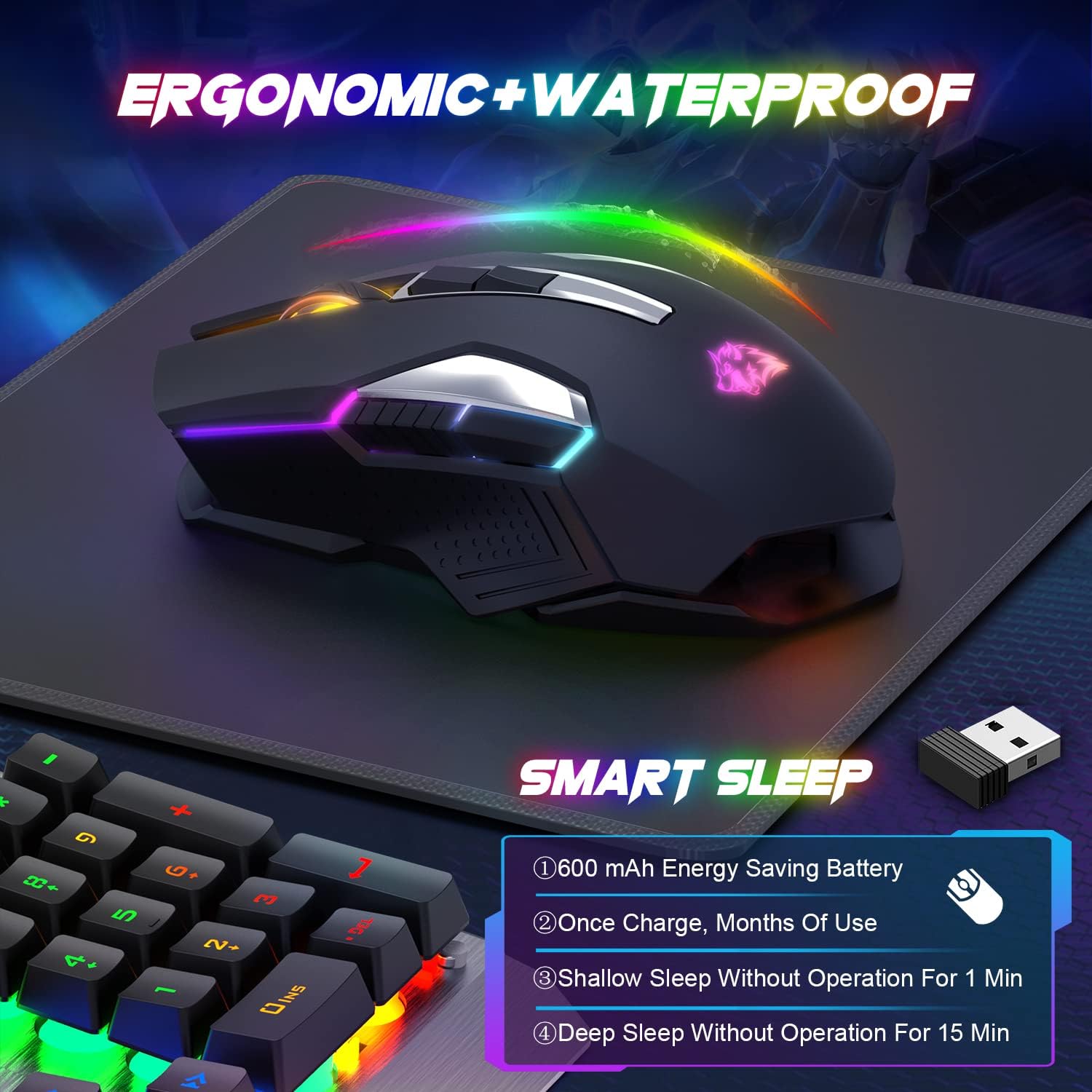 Detalle de KUIYN X18 Wireless Gaming Mouse 2400 DPI