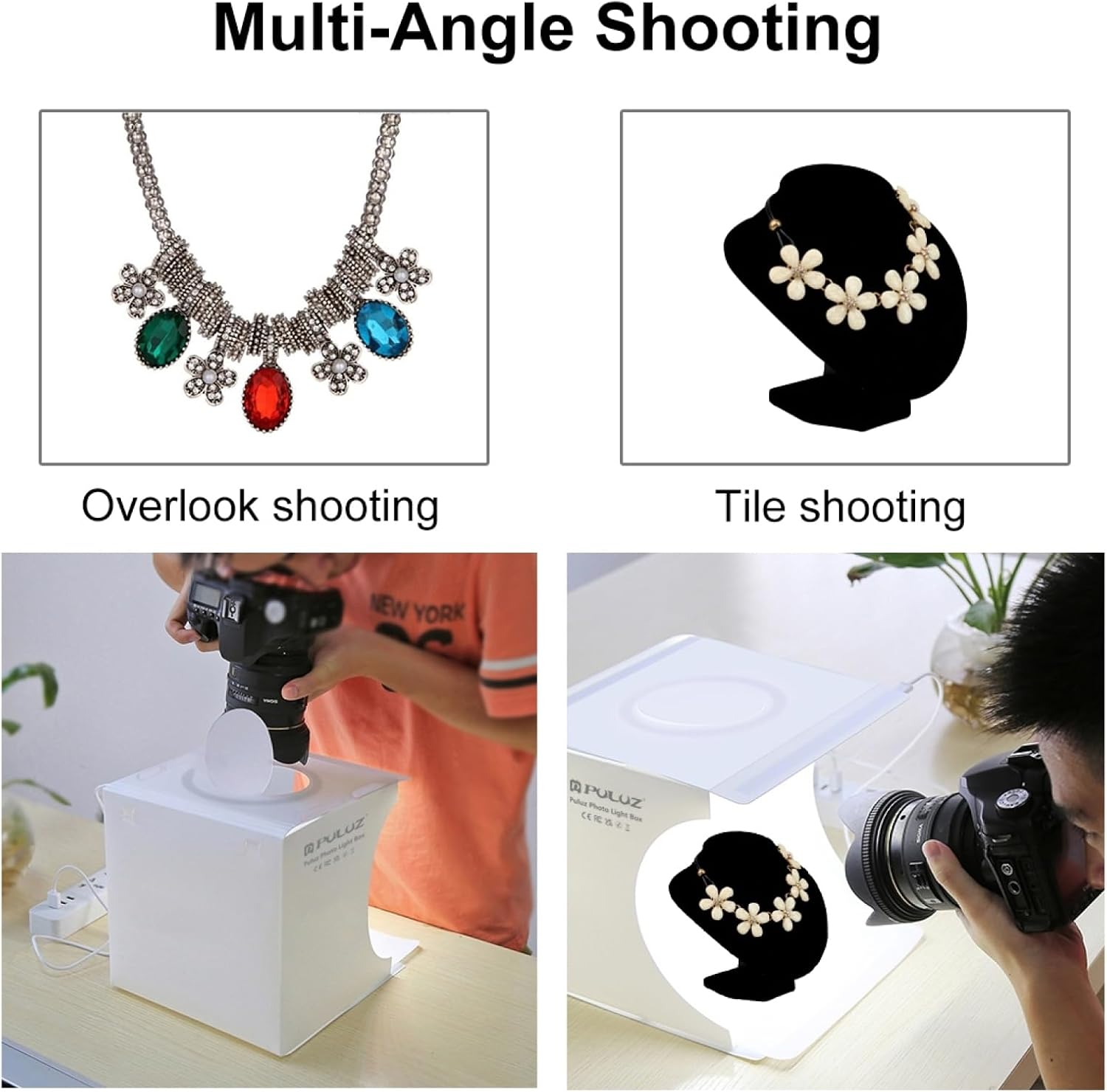Thumbnail 6 de PULUZ Mini-Fotostudio mit 72 LED-Leuchten, 6 farbigen Hintergründen und dimmbarer Lichtsteuerung