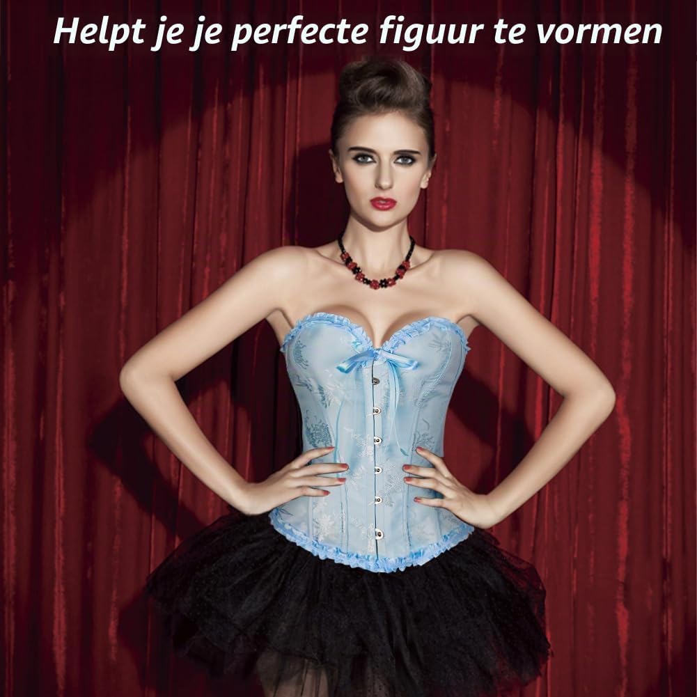 Thumbnail 6 de AUYAO Gothic korset voor dames van satijn met kant, figuurvormende bustier