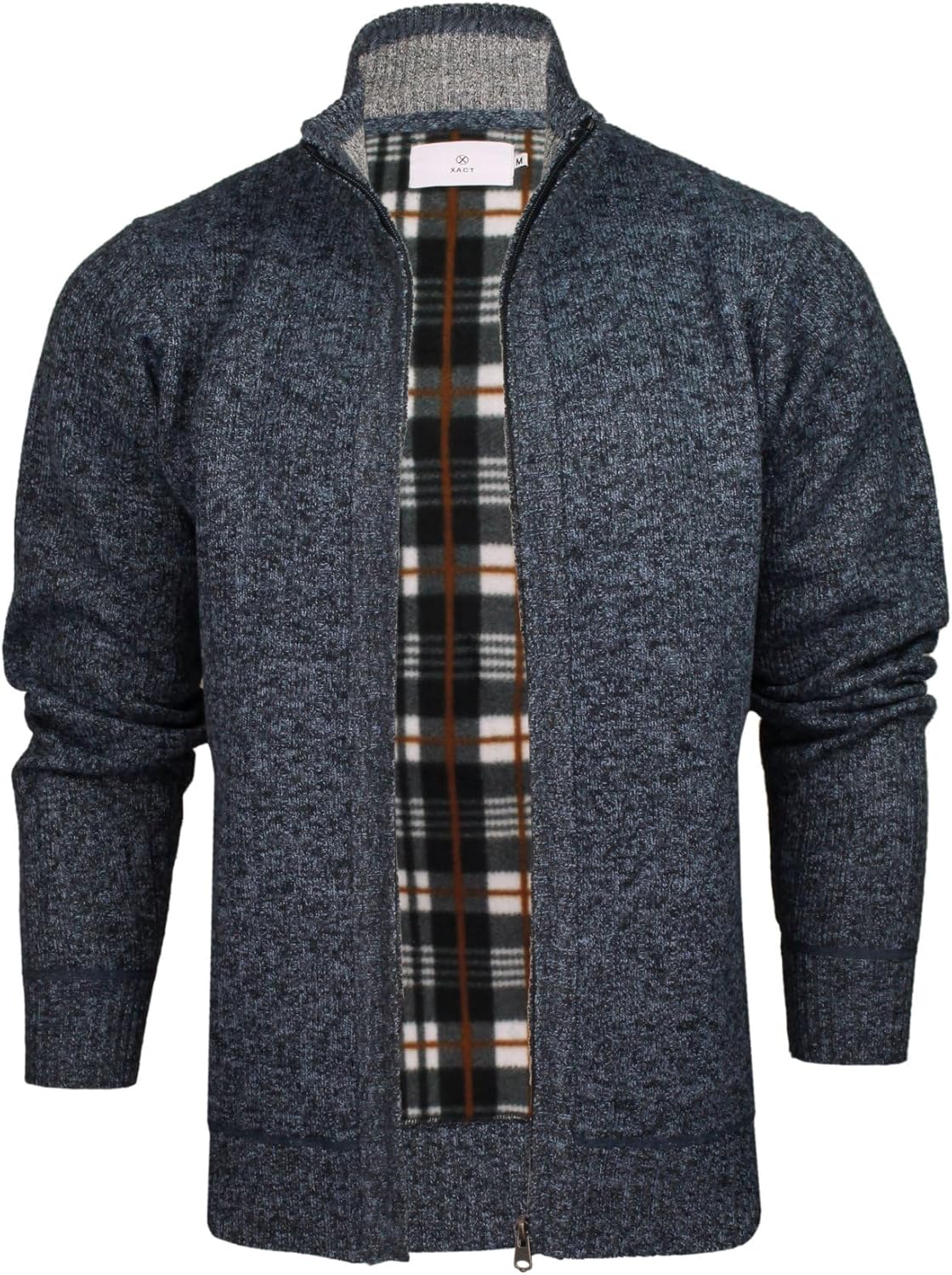 Detalle 1 de Xact Mens Zip Up Cardigan, Fleece-L lined Knit Winter Jumper with Funnel Neck, Regular Fit