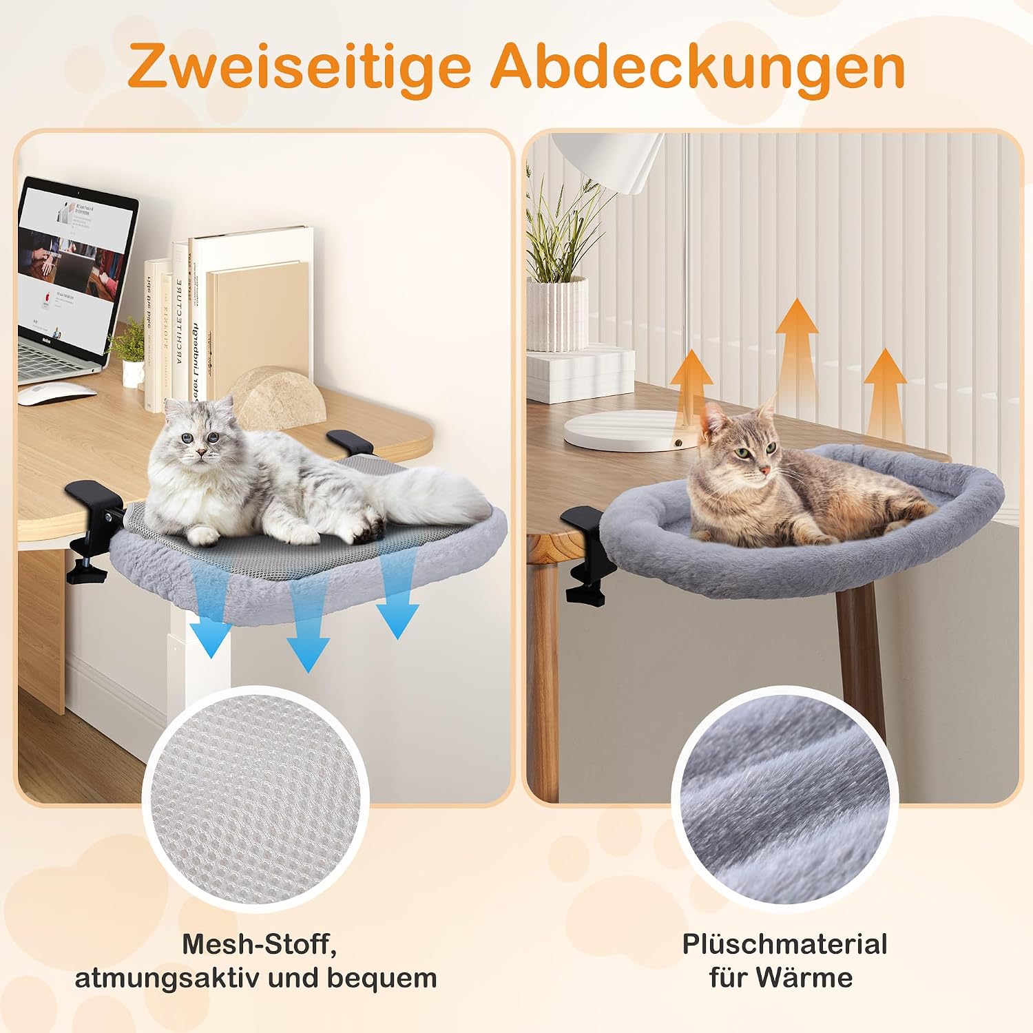 Detalle de trhillsbrad MT-A1 kattenhangmat voor tafel, opvouwbaar, 59 x 48 cm, tot 20 kg